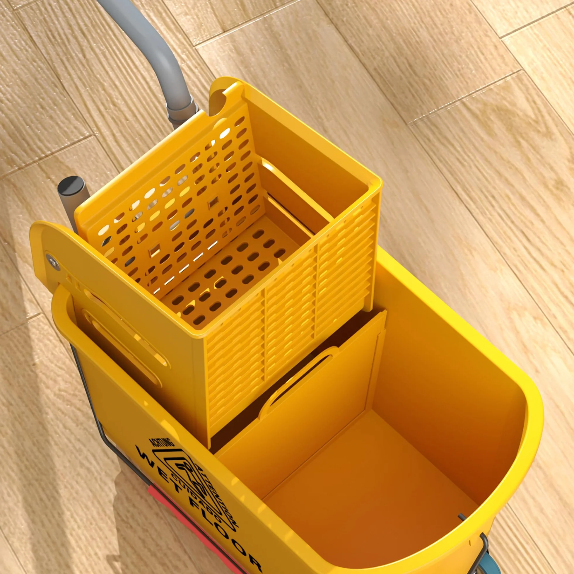 HOMCOM Carrello Pulizie 20L con Mocio e Secchio Lavapavimenti, Strizzatore Plastica, 4 Ruote, Giallo