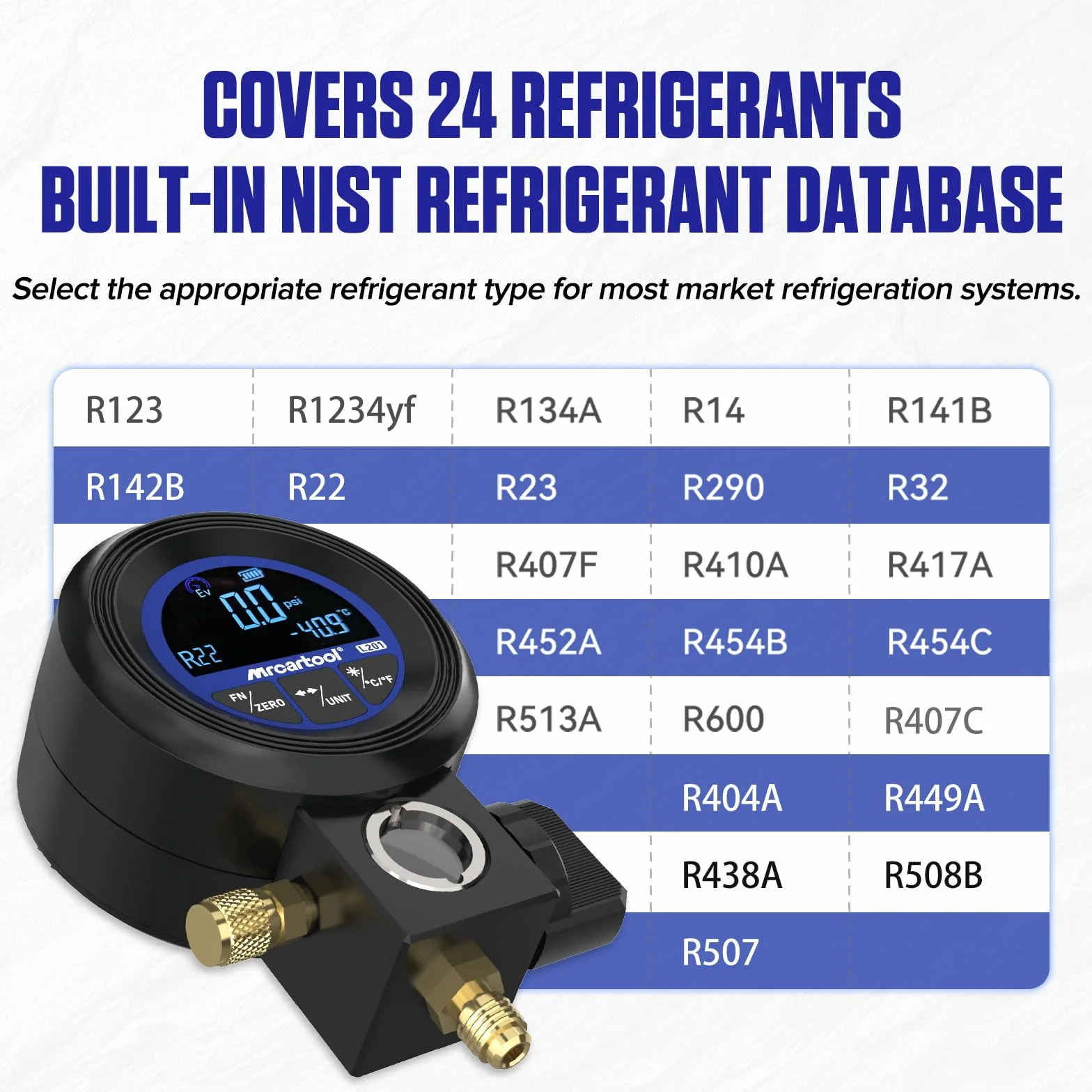 MRCARTOL L201 Digitale Manometro per Climatizzatori Ricarica Refrigerante Misurazione Pressione Test Perdite