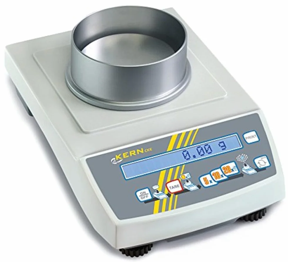 Bilancia di precisione [Kern CKE 360 – 3] Bilancia contatore autodescente con precisione di laboratorio. Portata di peso [max]: 0,36 kg, leggibilità [d]: 0,001 g, riproducibilità: 0,001 g, linearità: 0,005 g, peso dei pezzi minimi [conteggio] g/pezzo: 0,0