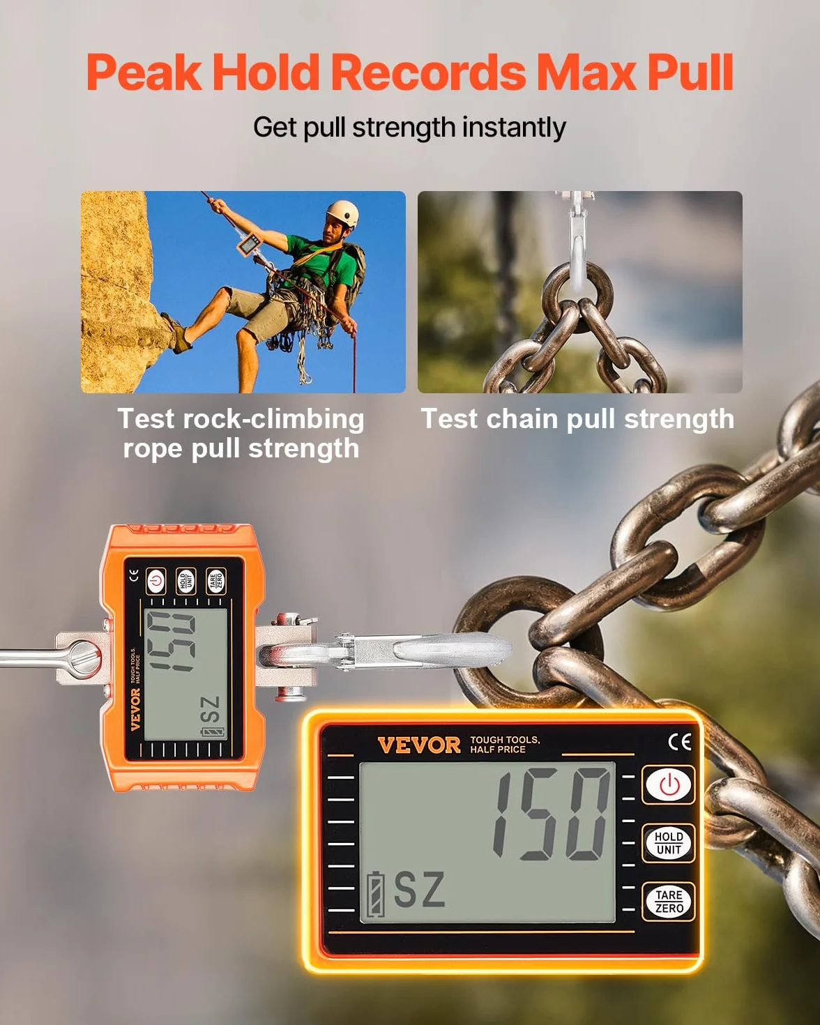 VEVOR Bilancia per Gru Digitale 1000 kg Industriale Sospesa Telecomando Cassa Alluminio Pressofuso Schermo LCD