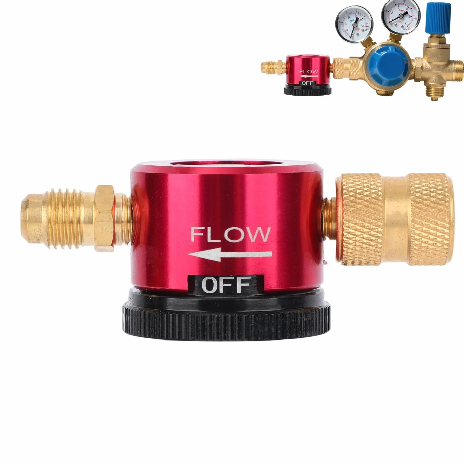 Strumento Spurgo Azoto in Ottone per HVAC, Adattatore Regolatore Flusso Brasatura con Attacco Svasatura 1/4"