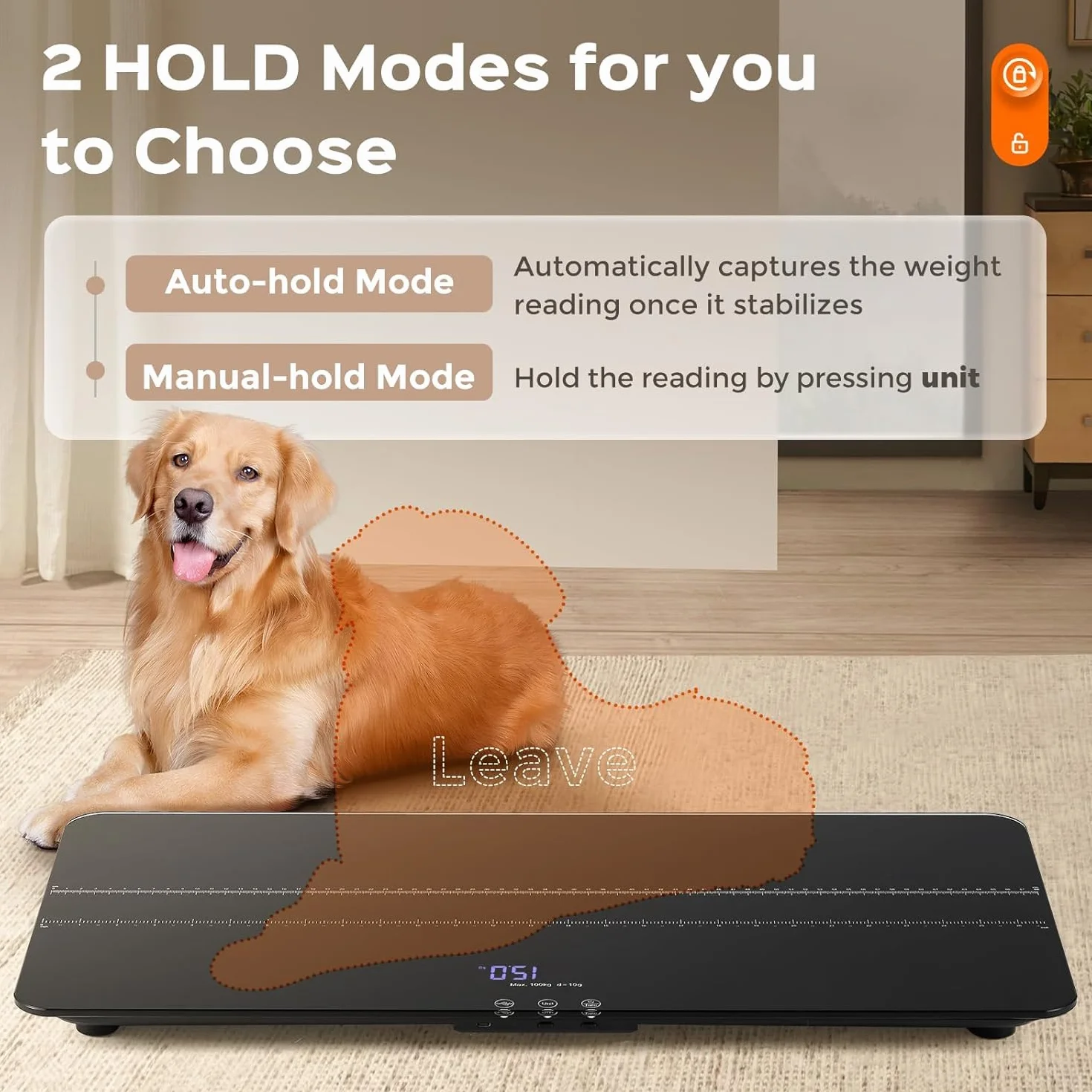 Bonvoisin Bilancia Digitale per Animali Domestici 100kg, Bilanza per Cani e Gatti Precisione 10g, 3 Modalità, Tappetino 68x33 cm, Display LCD, Funzione Hold, Ricarica USB-C