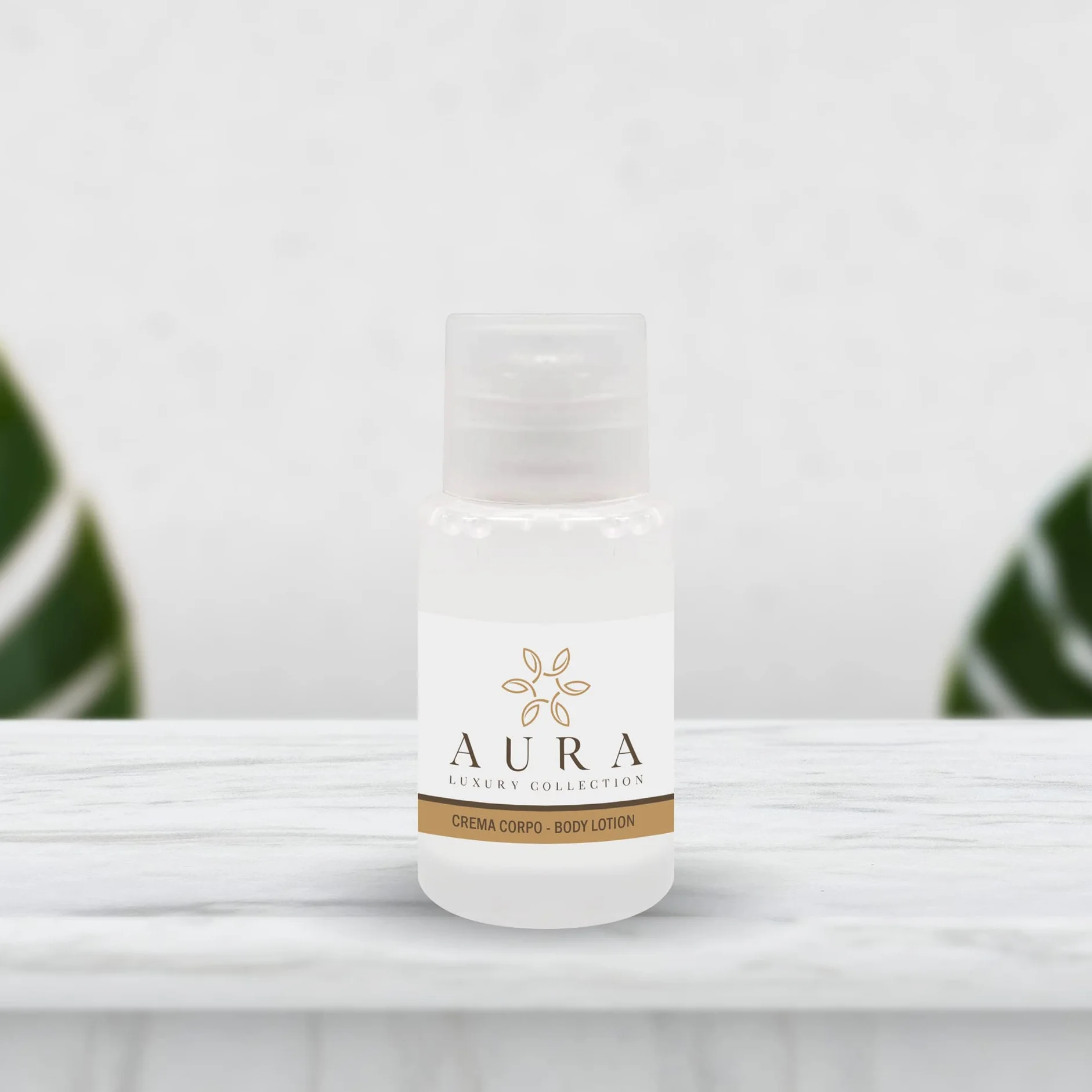 Aura Luxury Collection ® Kit cortesia 420 crema corpo 20 ml delicato per ospiti hotel e B&B
