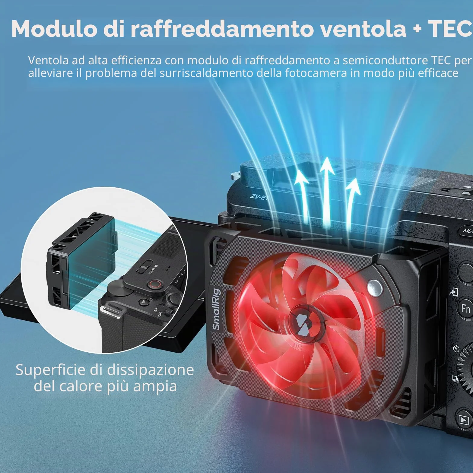 SMALLRIG Ventola di Raffreddamento TEC per Fotocamera Mirrorless Sony Sistema di raffreddamento esterno per Sony ZV-E1/ZV-E10 II/ZV-E10/A7 IV/A7C/A7C II/A6700/FX3/FX30-5152