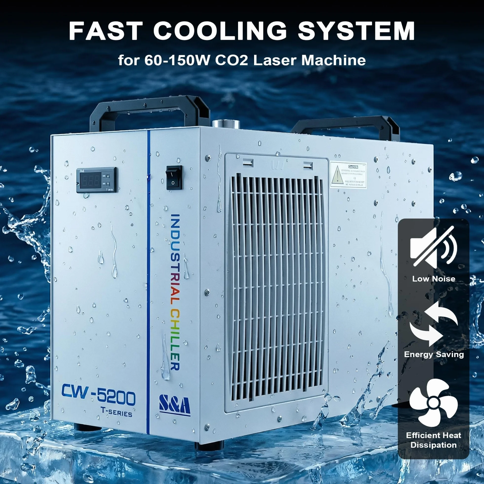 S&A CW-5200TH Industrial Water Chiller 7L CO2 Laser Cooling 80W-150W