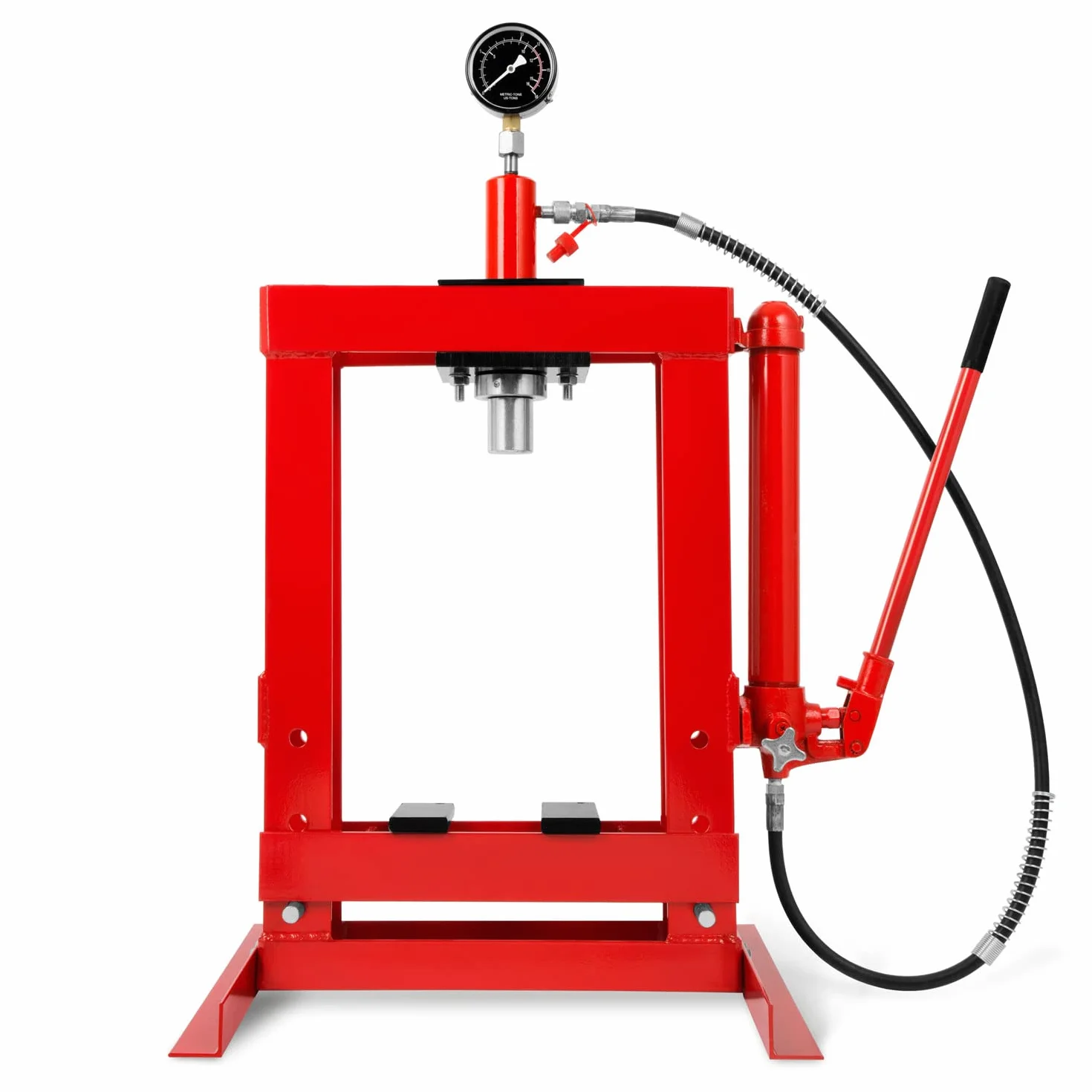 EBERTH Pressa idraulica da officina 10T con manometro, altezza lavoro 375 mm, larghezza 350 mm