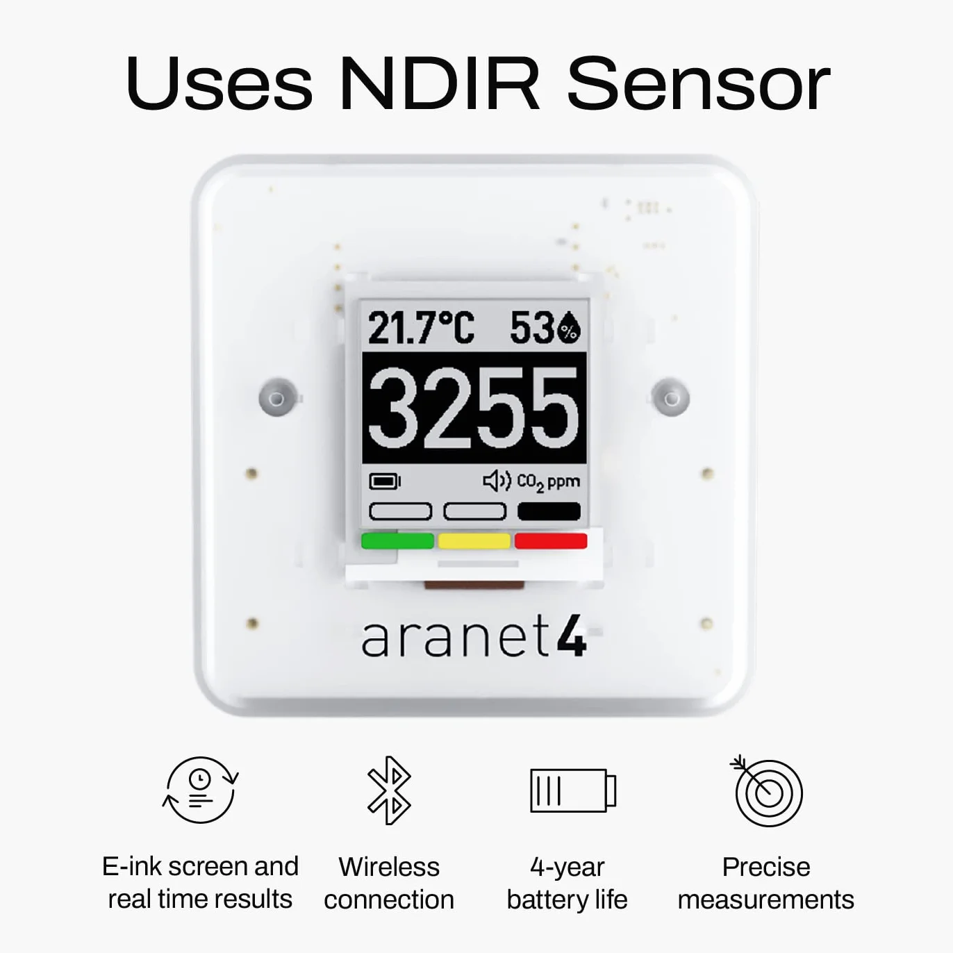 Aranet4 HOME sensore qualità aria interno CO2 temperatura umidità portatile batterie display e-ink