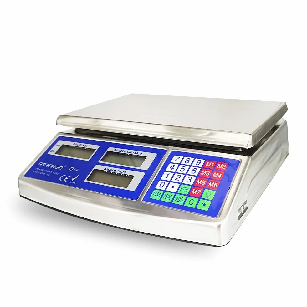 BILANCIA ELETTRONICA PROFESSIONALE DA BANCO IN ACCIAIO INOX DIGITALE 40 KG 2GR
