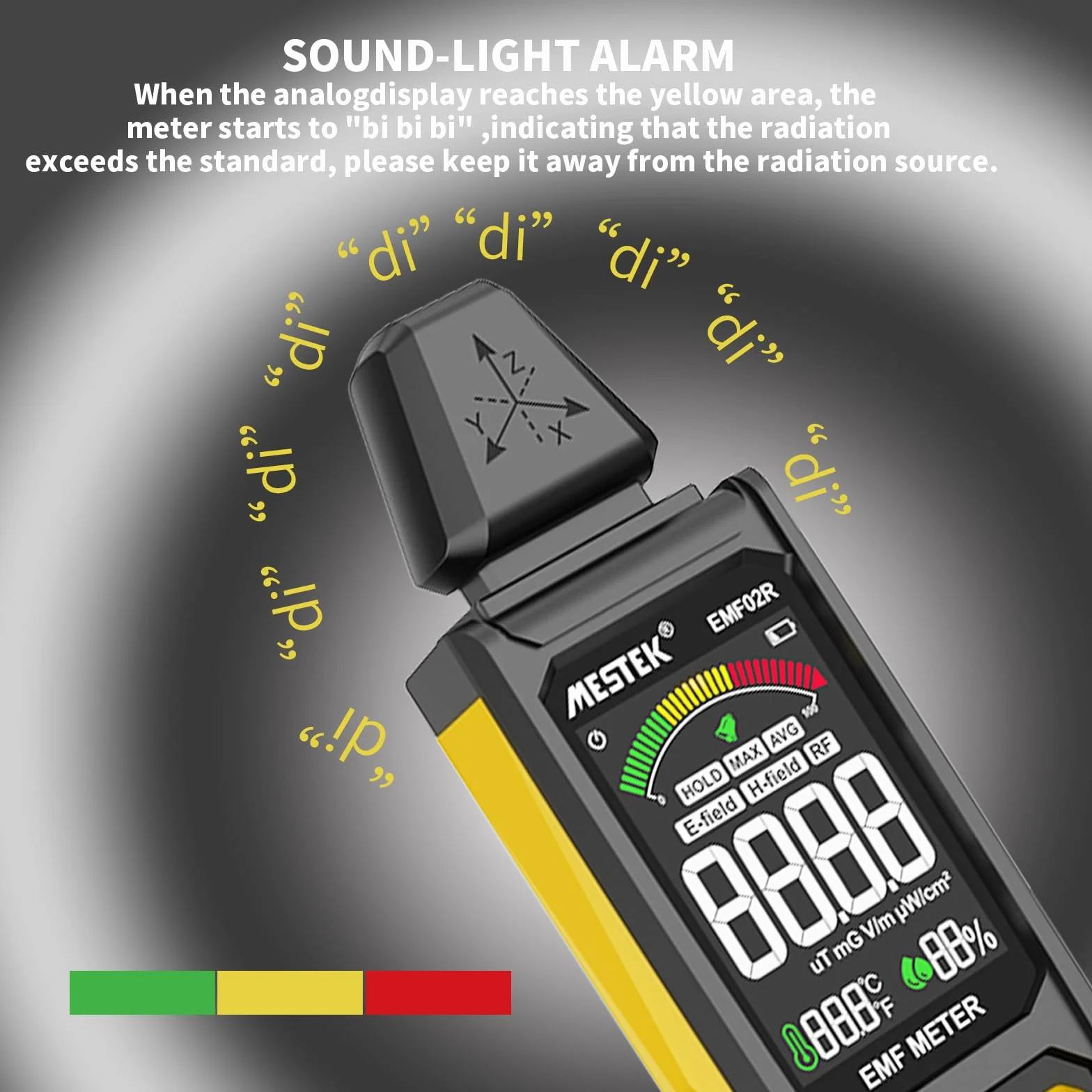 Misuratore EMF MESTEK Rilevatore di Campi Elettromagnetici 5 in 1(EF/MF/Frequenza Radio), Campi Elettrico/Magnetico, Radiometro ad Alta Frequenza Home Rilevazione EMF e Caccia ai Fantasmi