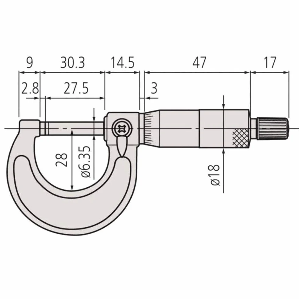 Mitutoyo 103-137 Micrometro M110-25 0-25 mm 0,01 mm carburo custodia
