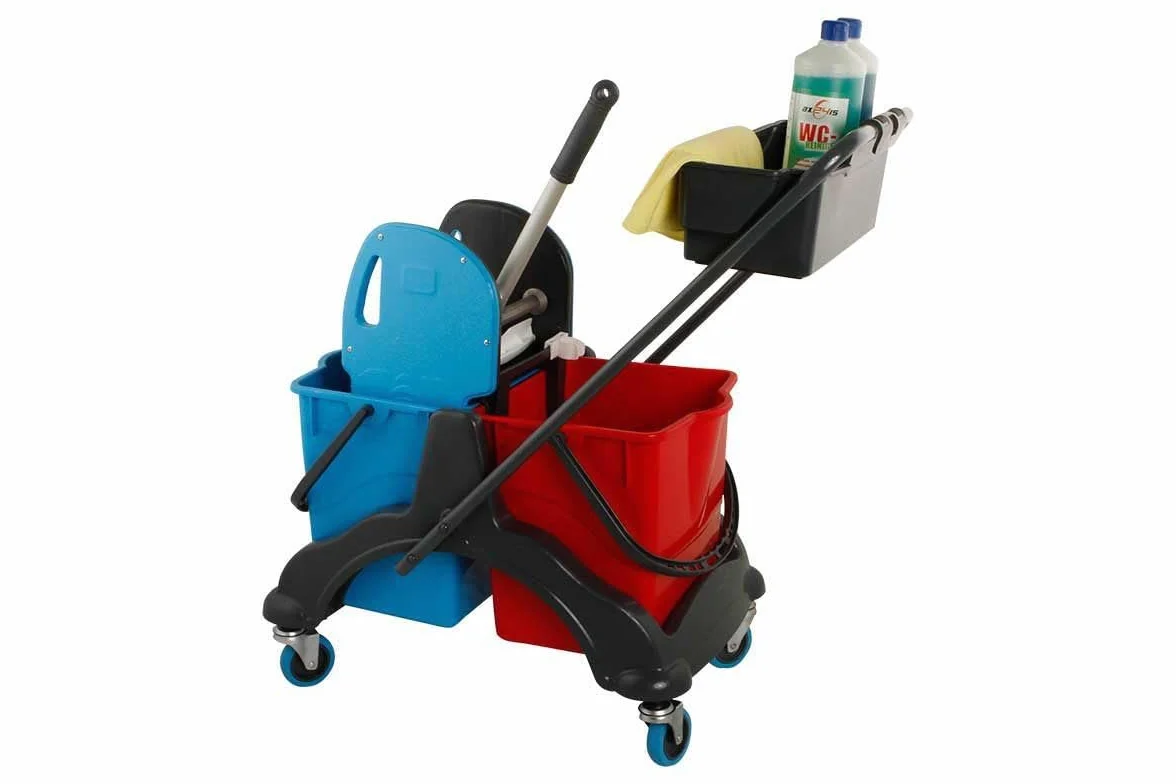 Set completo mozzo 10 pezzi tergicristalli 40 cm carrello pulizia 17 litri plastica scala ricambio detergenti