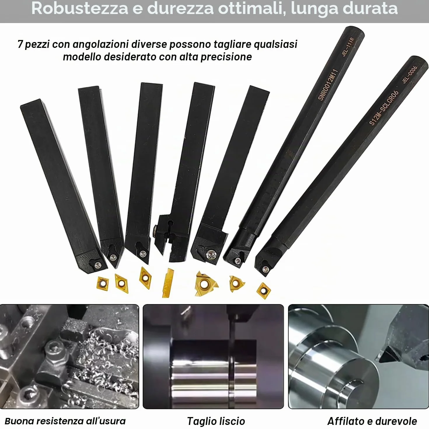 21 pezzi Tornio Carburo Utensile per Tornitura Porta Utensili Tornitura Carburo Multifunzionale Supporto Alesatore in Metallo con Inserto di Carburo Chiavi per Tornio Utensili Strumento Tornio 12mm
