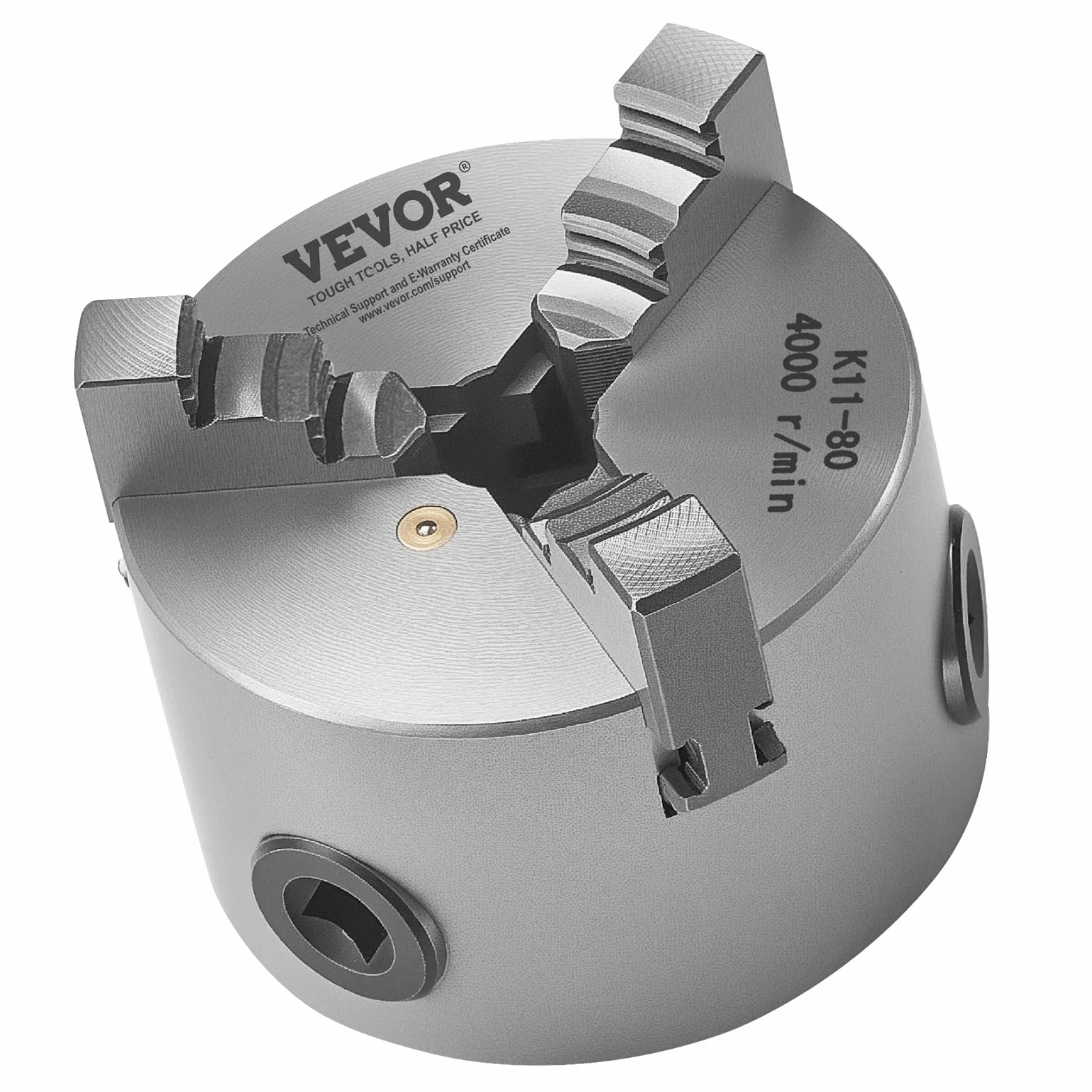 VEVOR Set di Mandrino per Tornio a 3 Griffe Diametro da 80 mm, Mandrino Autocentrante Materiale Principale HT300 Intervallo di Serraggio tra 2-63 mm con Viti di Fissaggio per Tornio per Legno Metallo