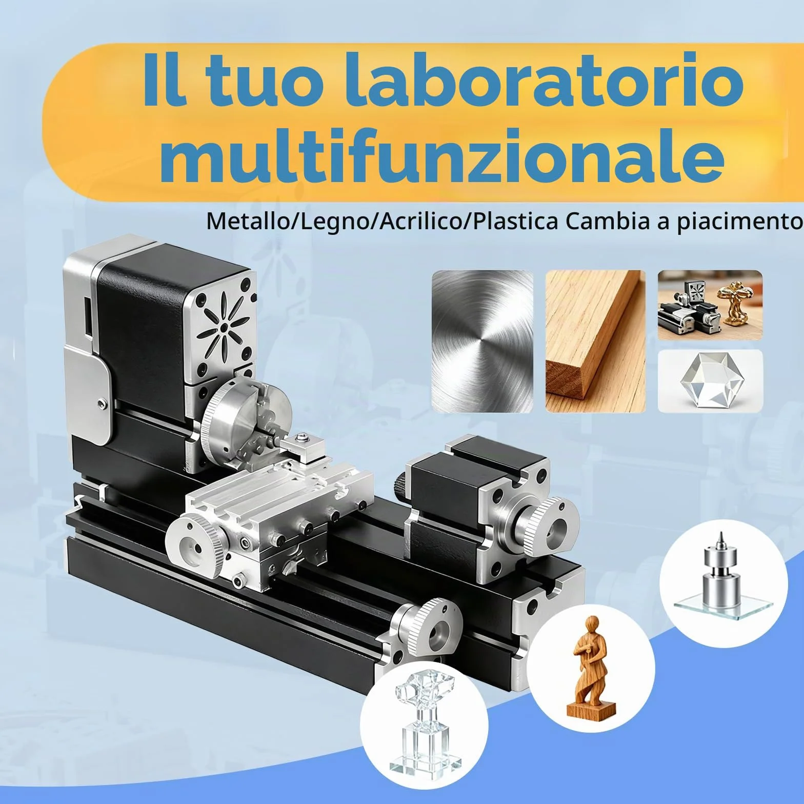 Tornio in miniatura interamente in metallo 36 W 20000 rpm Didactical Mini metallo Tornio Macchina per Hobbyist Lavorazione Del Legno Artigianato