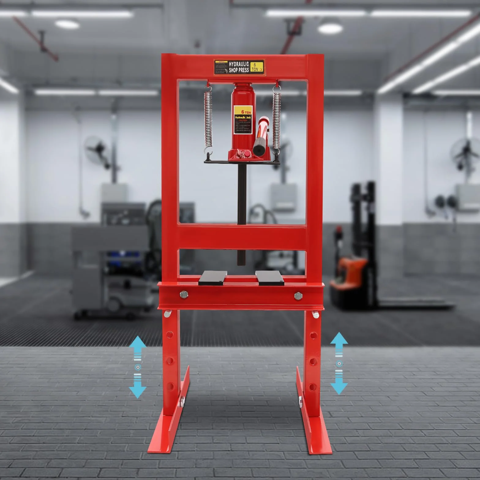 Pressa idraulica professionale 6T, distanza lavoro 0-28 cm per officina meccanica