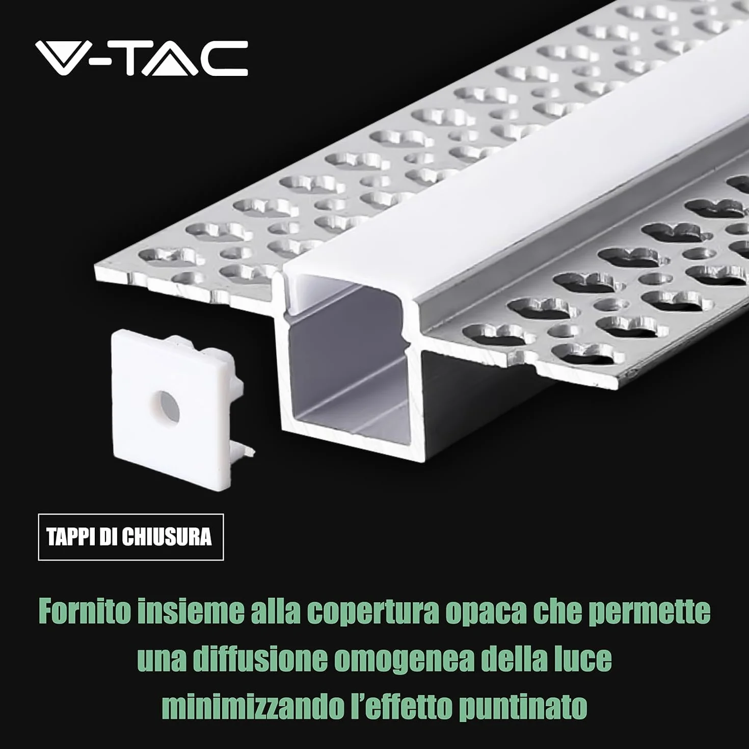 V-TAC 5x Profili per Strisce Led a Scomparsa da 2 METRI con Diffusore - (10 Metri Totali) - Profilo a Incasso da Parete e Soffitto per Striscia LED in Alluminio - Colore Argento - Misure 55 x 15 mm