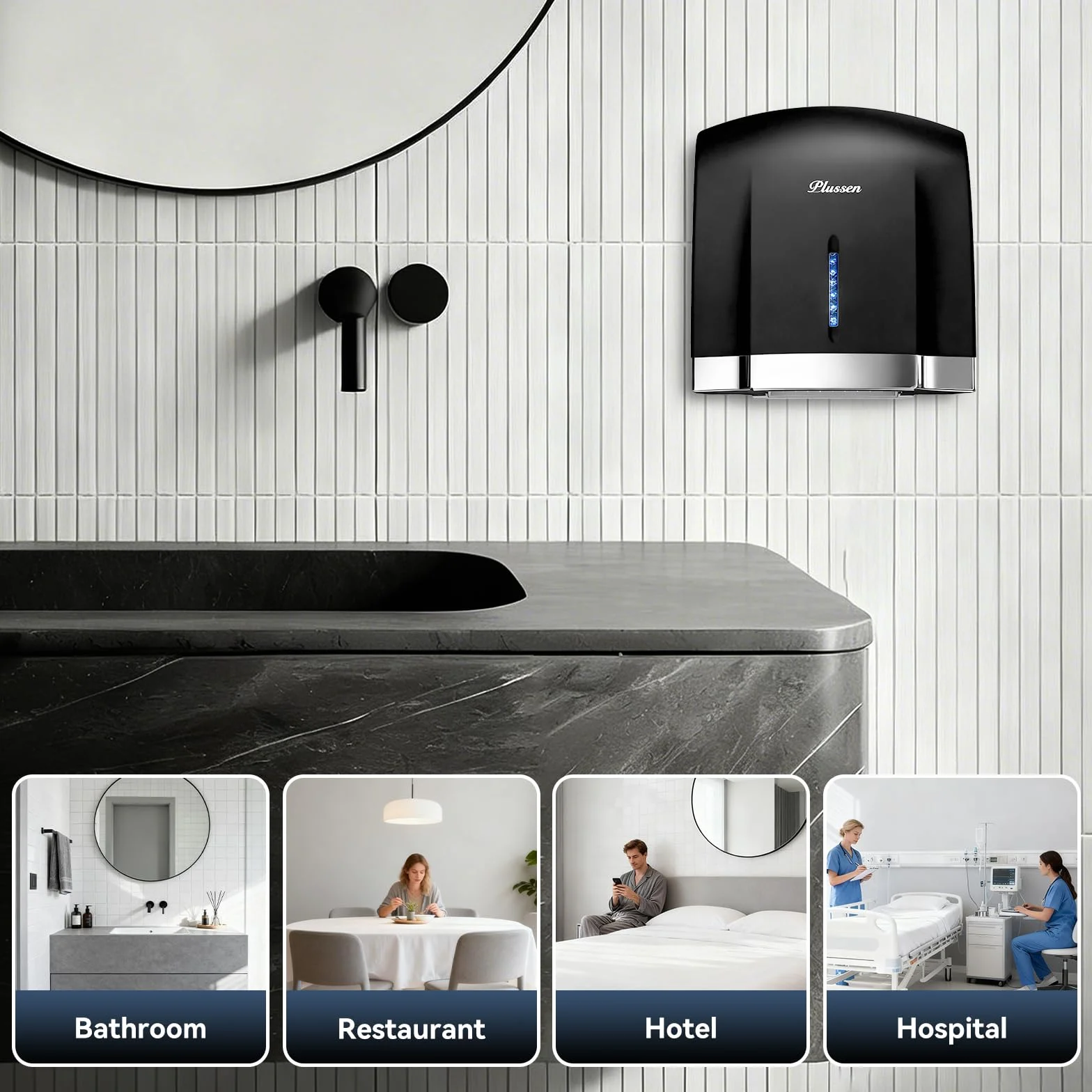 Asciugamani Elettrico Caldo/Freddo Asciugatura Rapida 10 Secondi Commerciale Bagno