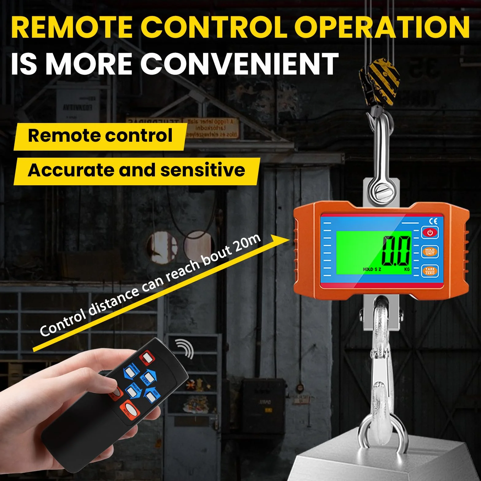 Bilancia digitale per gru 1500 kg 3000 lbs display LCD telecomando sensore