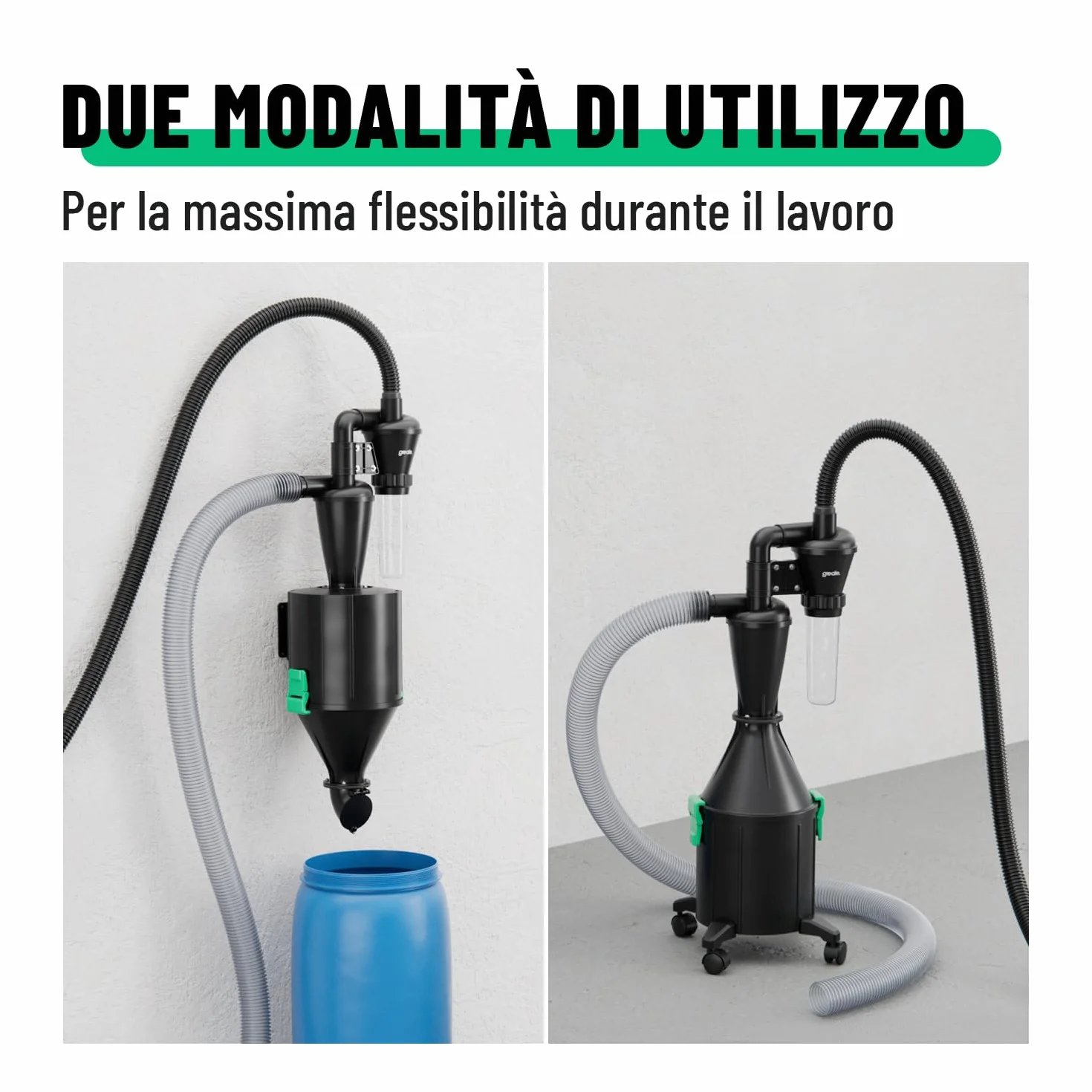 greate ciclone separatore per legno a 2 stadi con contenitore da 17 L - aspirazione ciclonica per officina, mobile o fissa - separatore ciclonico - Dust Commander - Aspiratore Ciclonico