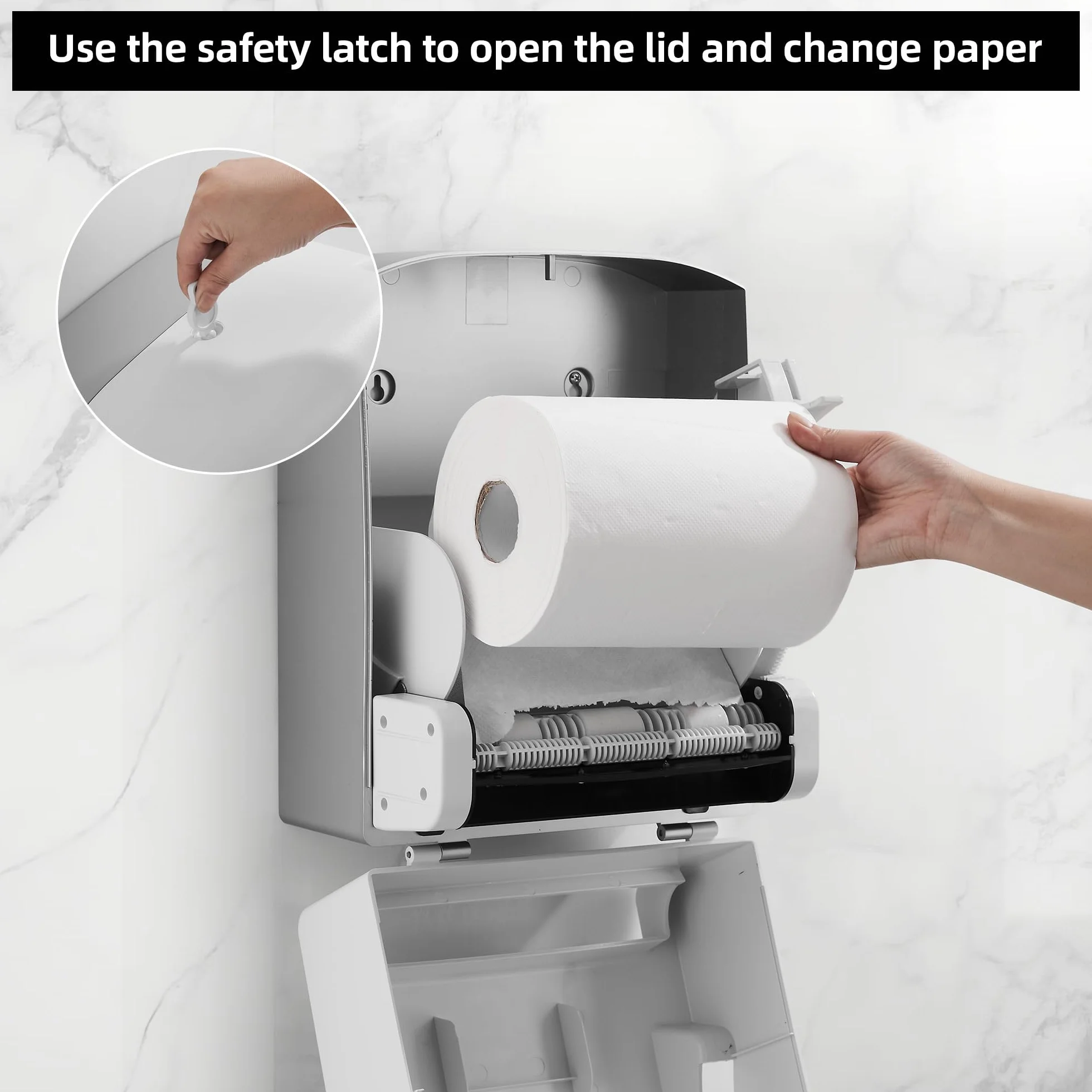 Dispenser di asciugamani di carta da parete commerciale bianco
