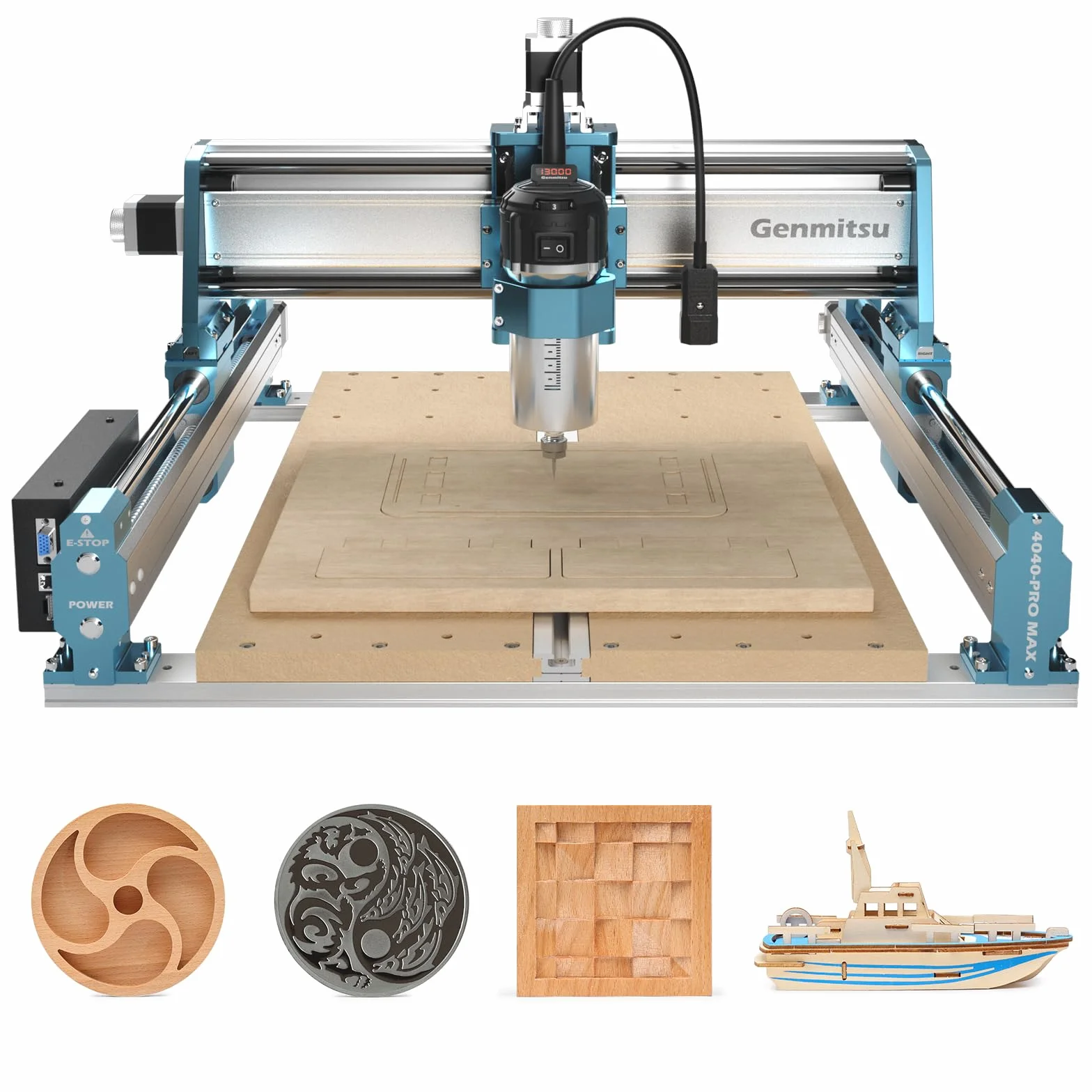 SainSmart Genmitsu 4040-PRO MAX Router CNC, Trimmer 710W e Azionato da Guida Lineare, Area di Lavoro 410 x 405 x 77mm, per Taglio e Fresatura di Legno Metallo Acrilico, Controllo GRBL