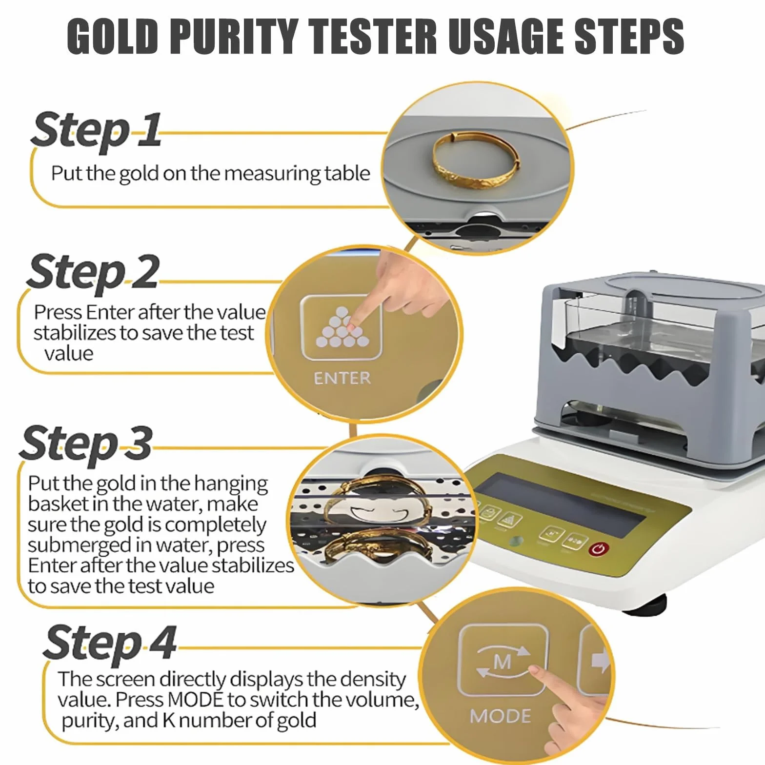 Tester Elettronico Purezza Metalli Preziosi Oro Misurazione Valore K Rilevamento Accurato Laboratorio Gioielleria