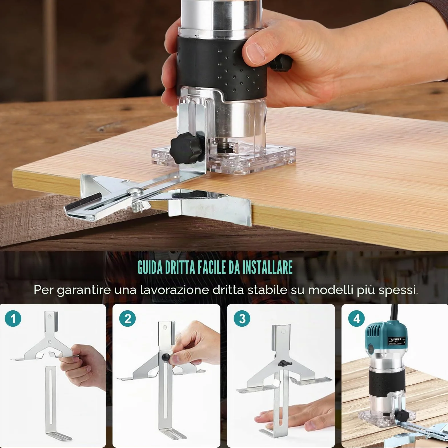Pantografo per legno, Motosega Compatta 220V 800W 30000 RPM con 6 Velocità Regolabili per Intaglio e Rifilatura Bordi, Lavori di Precisione