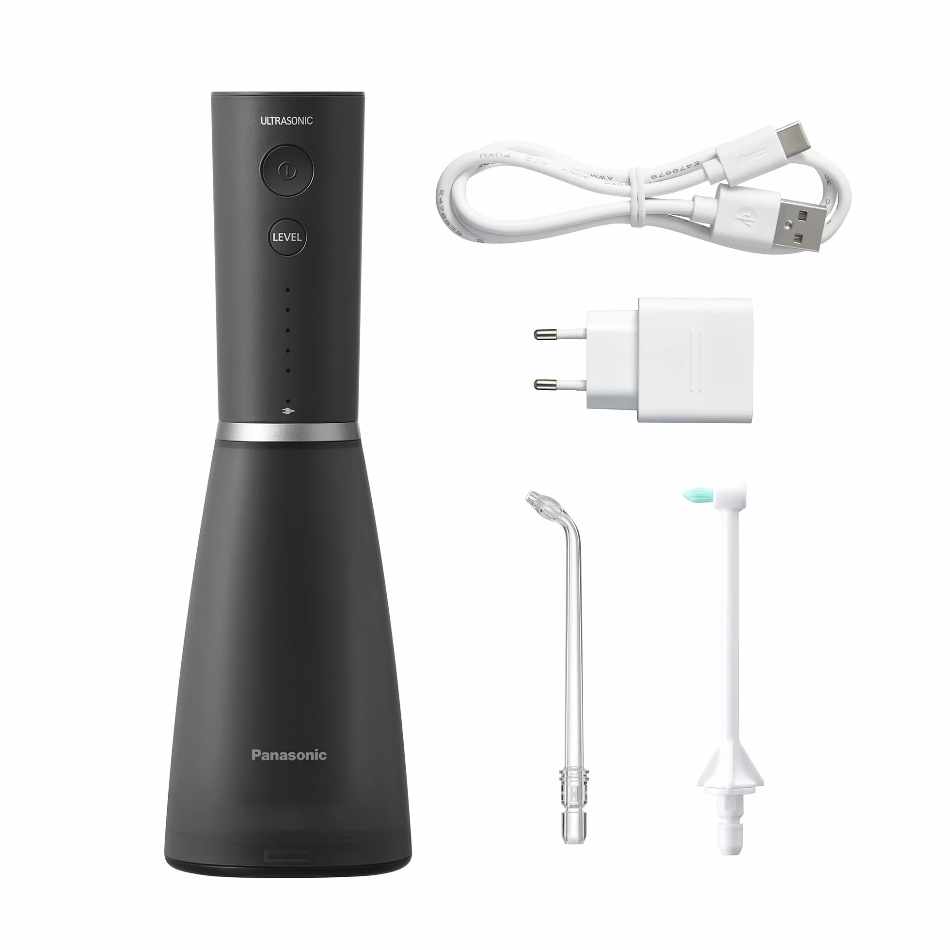 Panasonic Serie 800 Irrigatore Orale a Ultrasuoni EW-DJ86-K503, Idropulsore dentale, 200ml, 1 Ugello a Ultrasuoni e 1 Ugello Ortodontico, 5 Impostazioni di Pressione, Accessorio da Viaggio, Nero