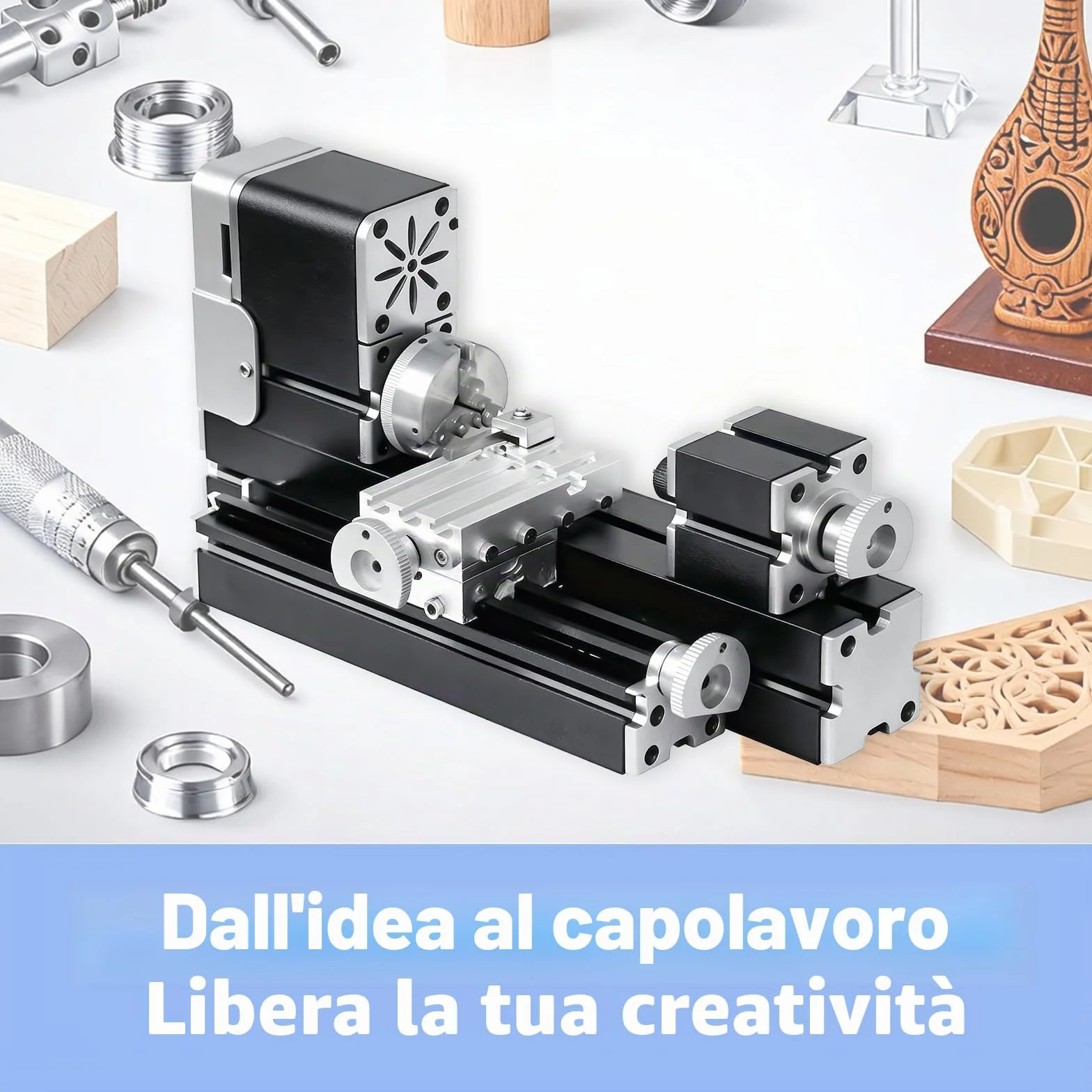Tornio in miniatura interamente in metallo 36 W 20000 rpm Didactical Mini metallo Tornio Macchina per Hobbyist Lavorazione Del Legno Artigianato
