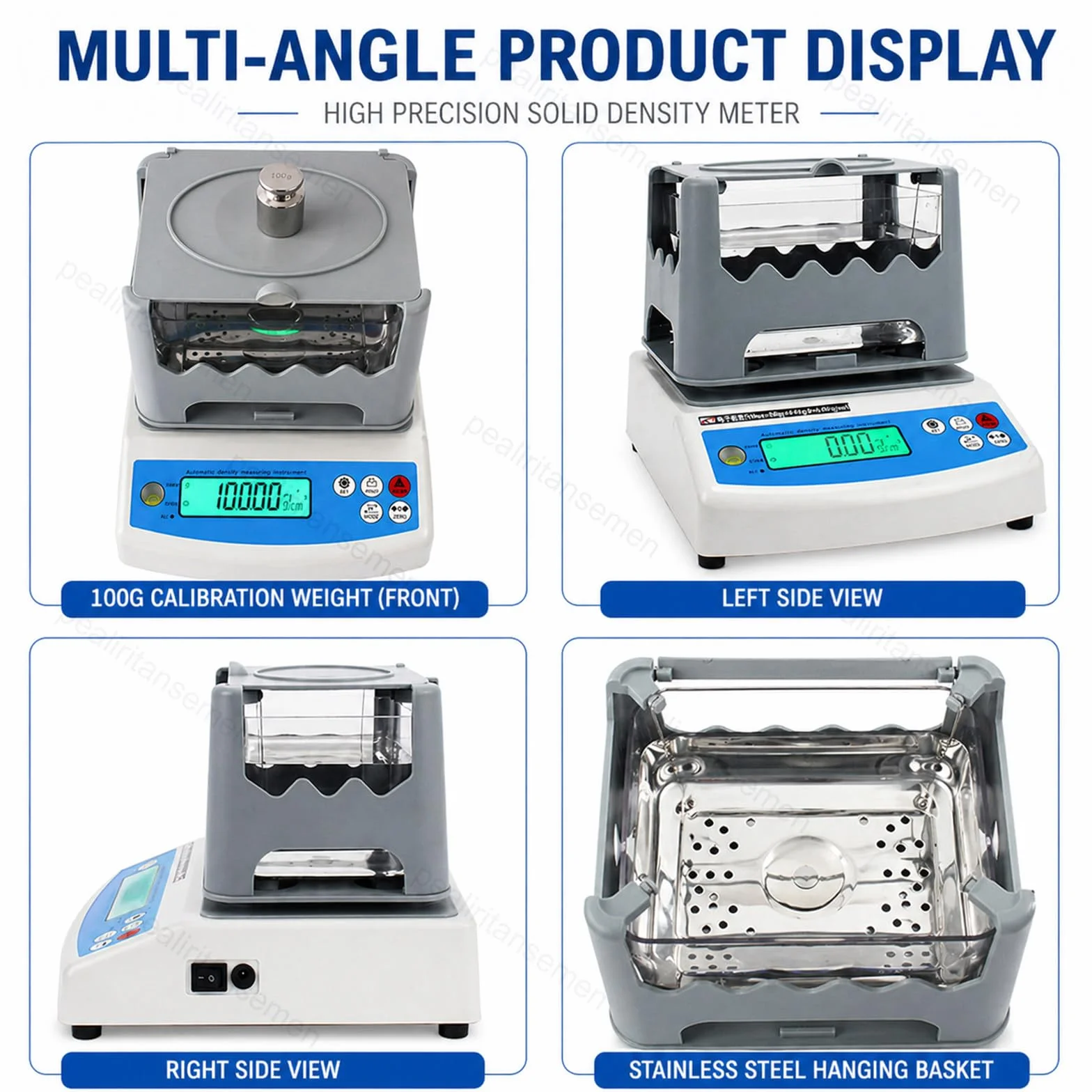 Densimetro solido digitale 0,001 G/cm³ per gomma plastica PVC metallo metalli preziosi, tester volume densità spostamento acqua