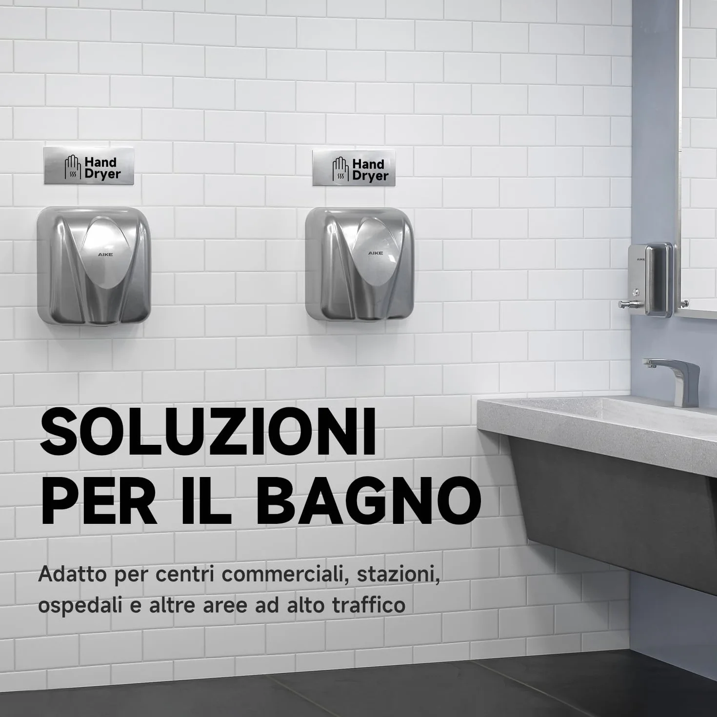 AK2812 Asciugamani Commerciale Alta Velocità Acciaio Inossidabile 220V