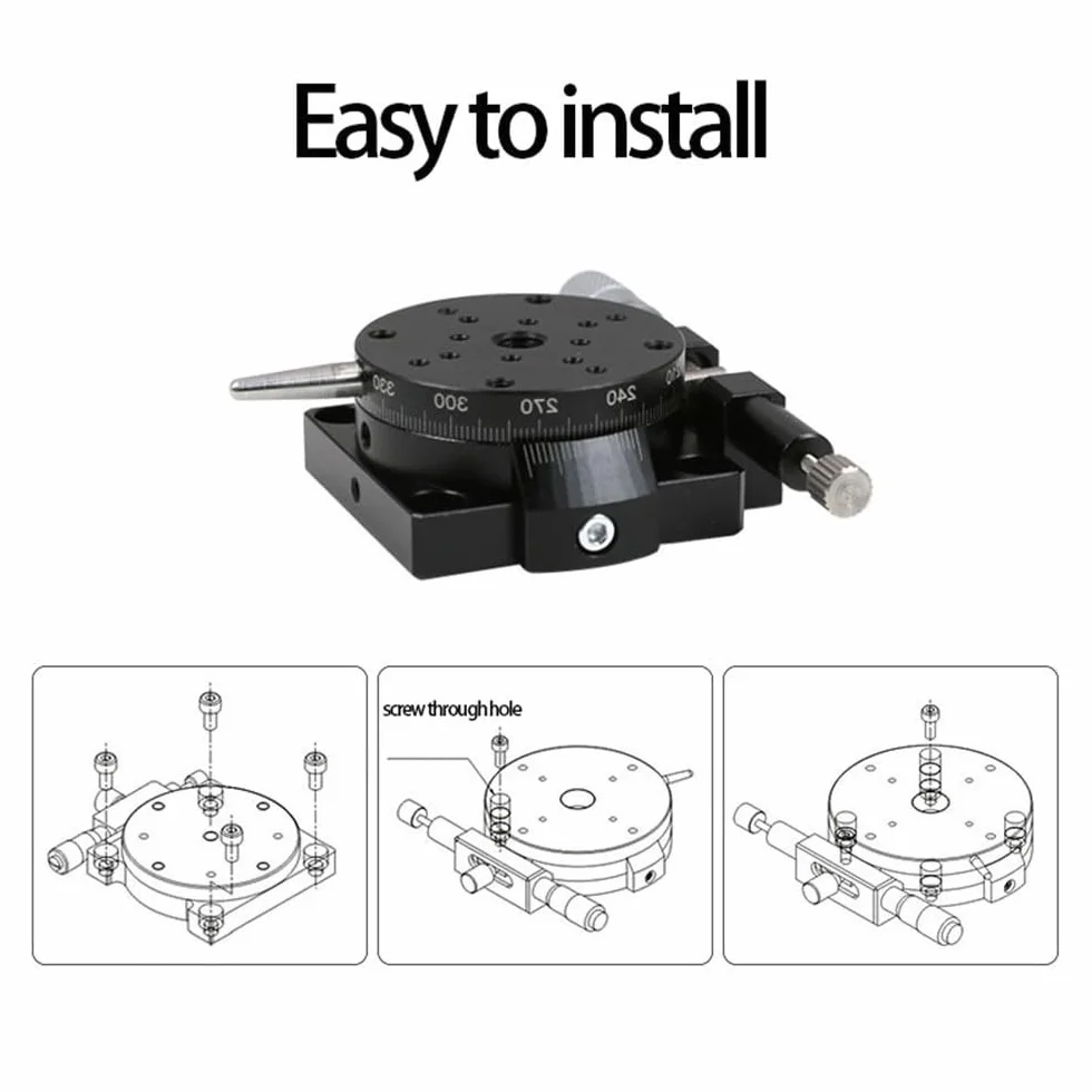 Micrometro RS60-L 60 mm Piattaforma Angolare Manuale di Precisione Asse R Rotazione 360°