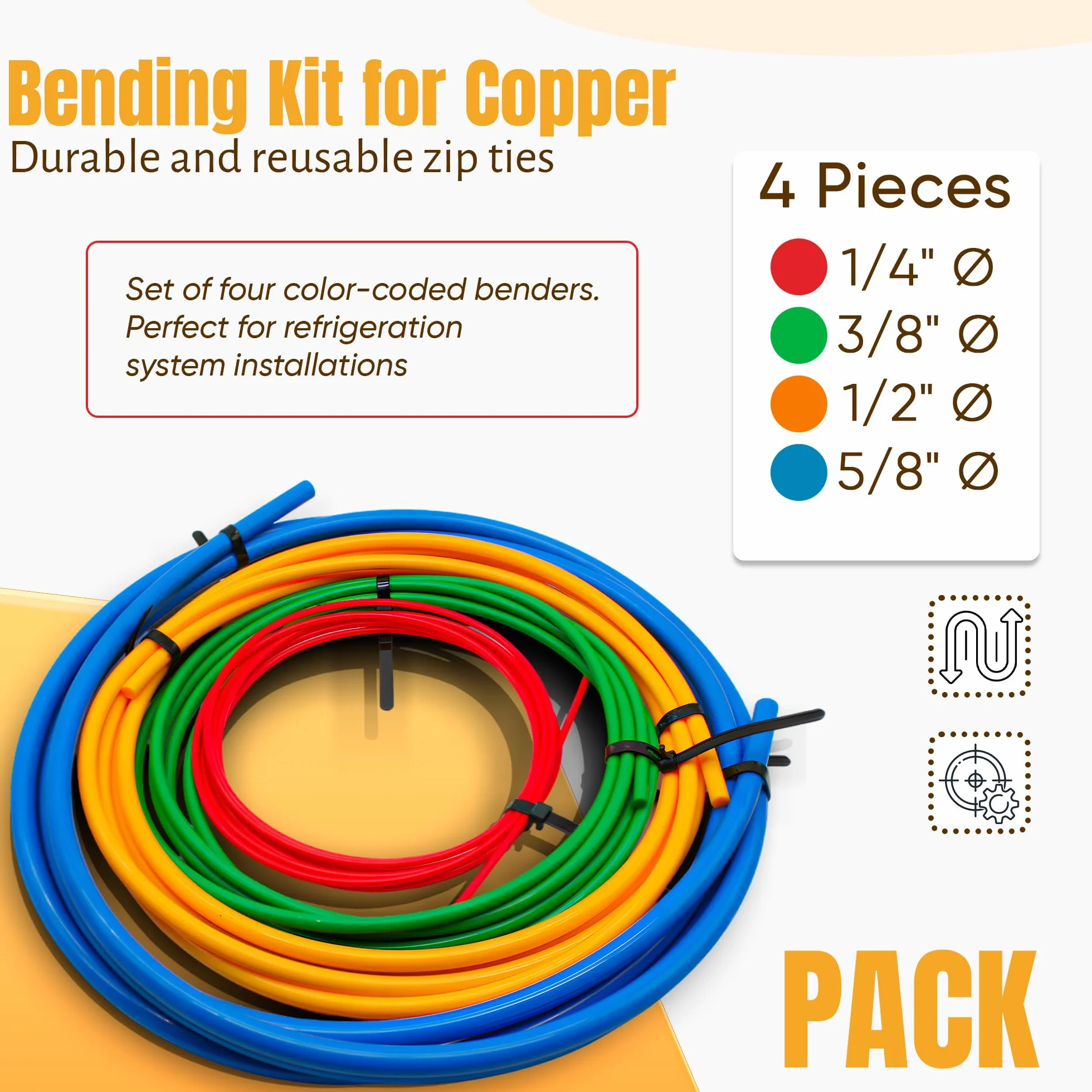 DOJA Barcelona Kit Curvatura Piegatubi per Condizionamento 4 Metri Sonda Ø 1/4"-3/8"-1/2"-5/8"