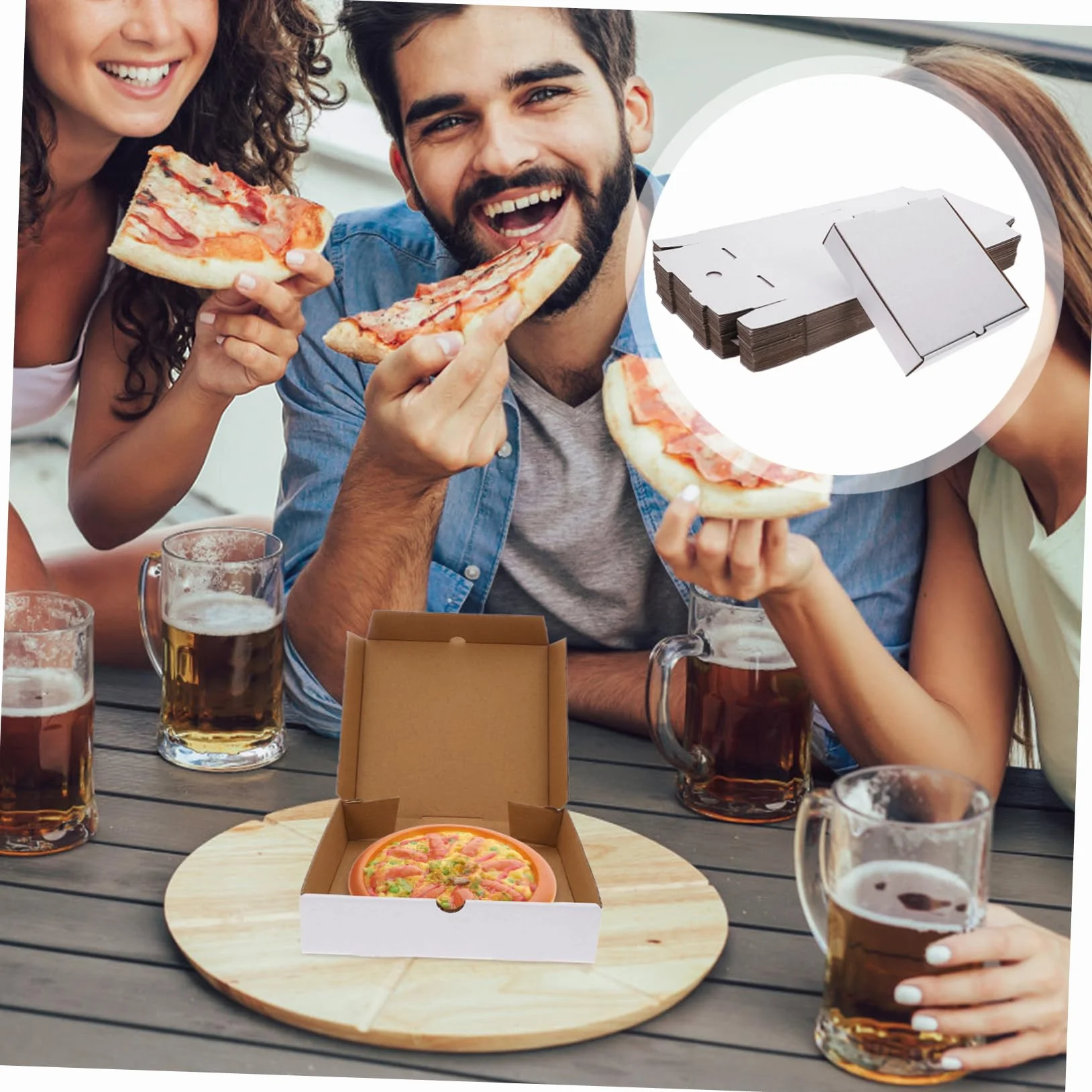 Gatuida Kraft Bianca Pizza Carta Riciclabile 30 Pezzi Imballaggi Asporto Cibo