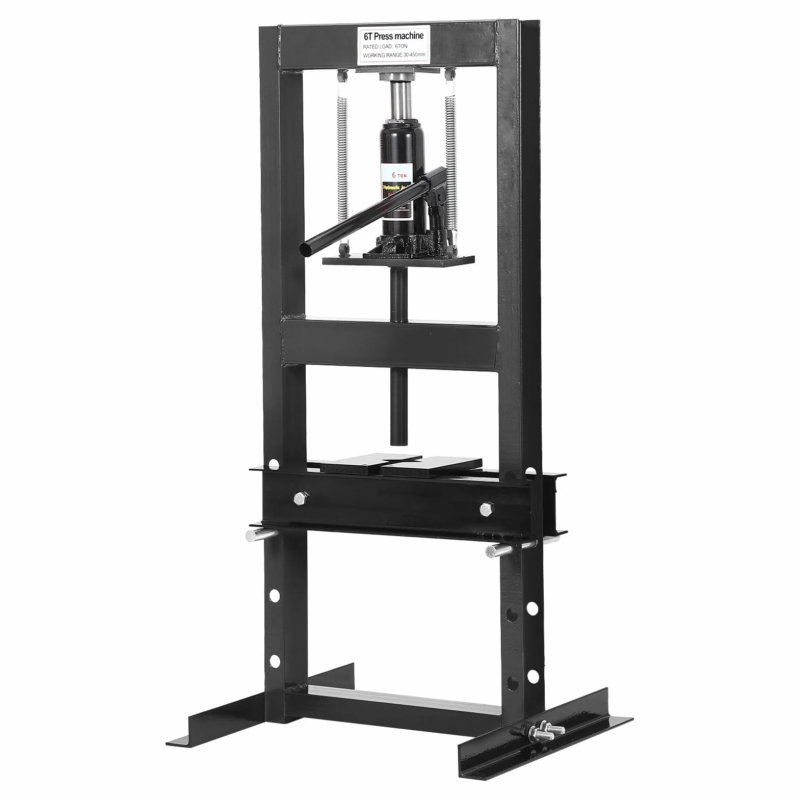 Pressa Idraulica 6 Ton H-Frame Altezza Regolabile Piastre Incluse Valvola Sicurezza