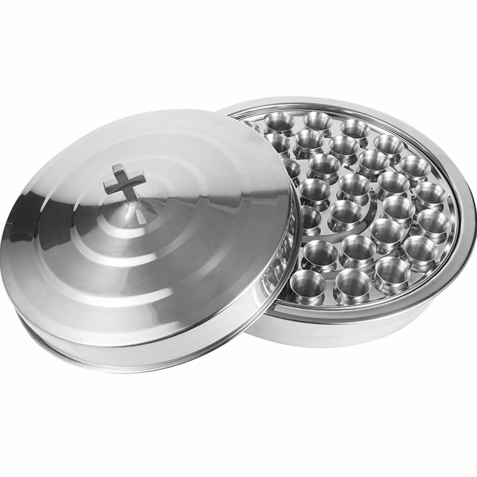 Vassoio impilabile acciaio inox 39 scomparti per comunione