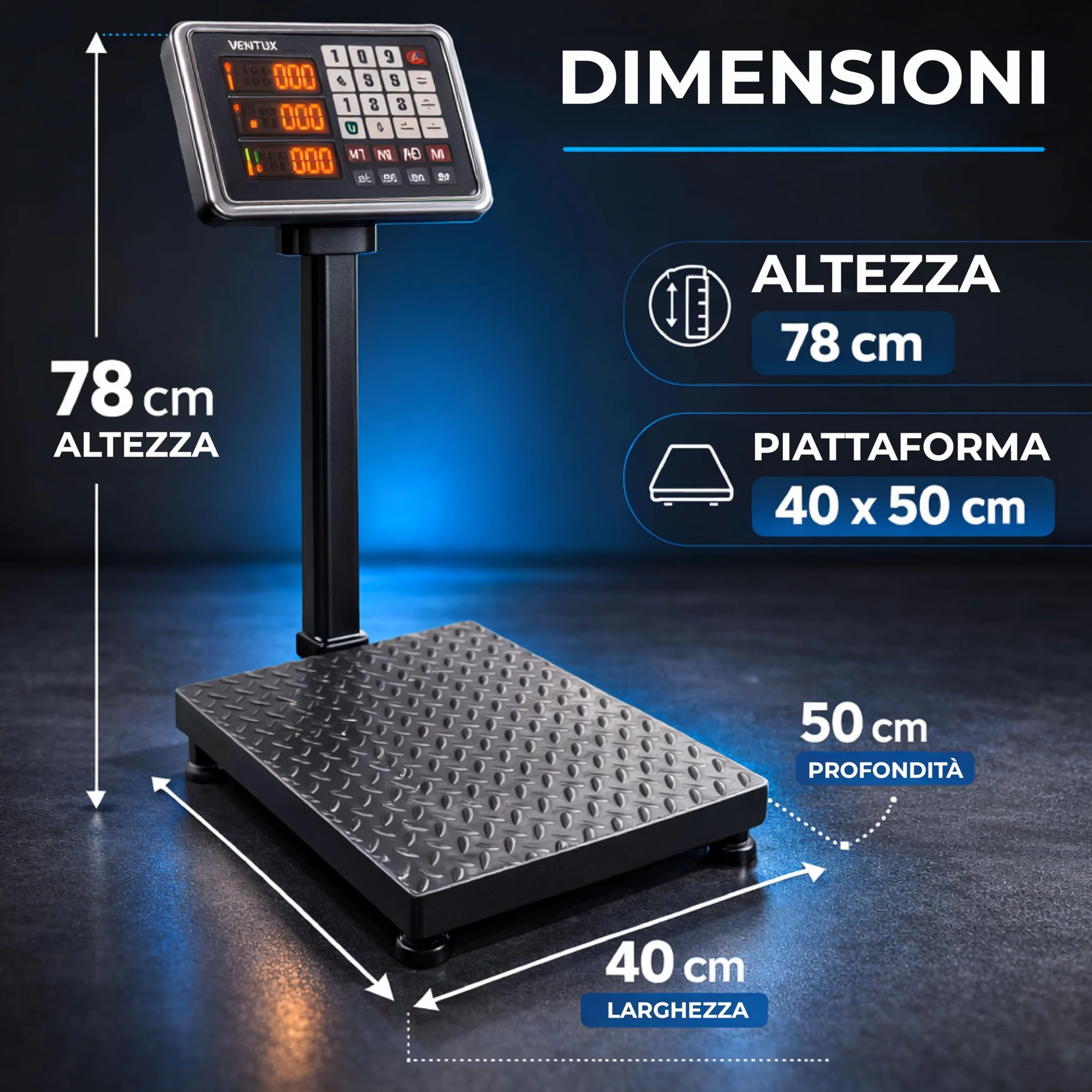 Bilancia Elettronica da Pavimento 300 kg LCD 50g Memoria 7 prezzi