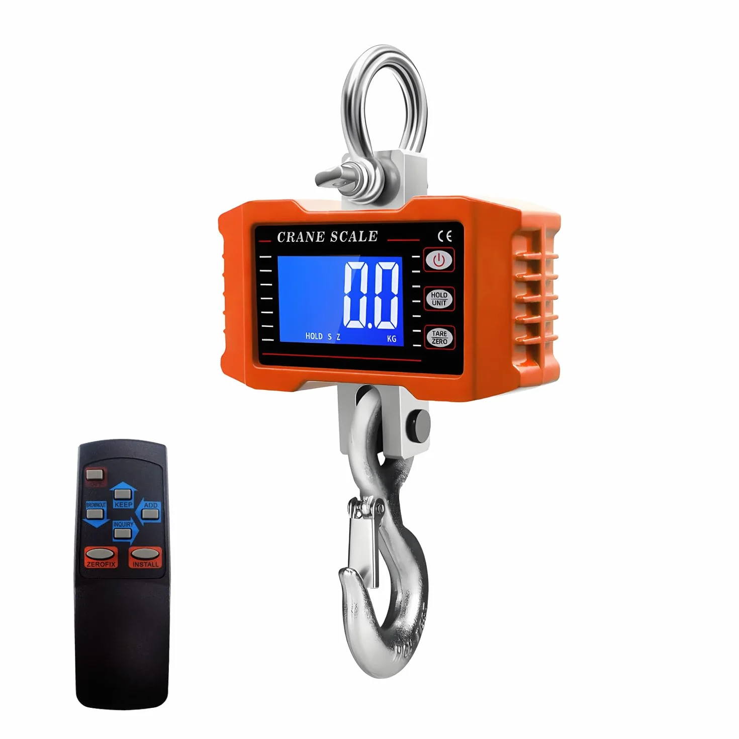 QUMOX Bilancia a Gru Digitale 1000kg con Telecomando, Lega di Alluminio, Gancio Acciaio, Display LCD