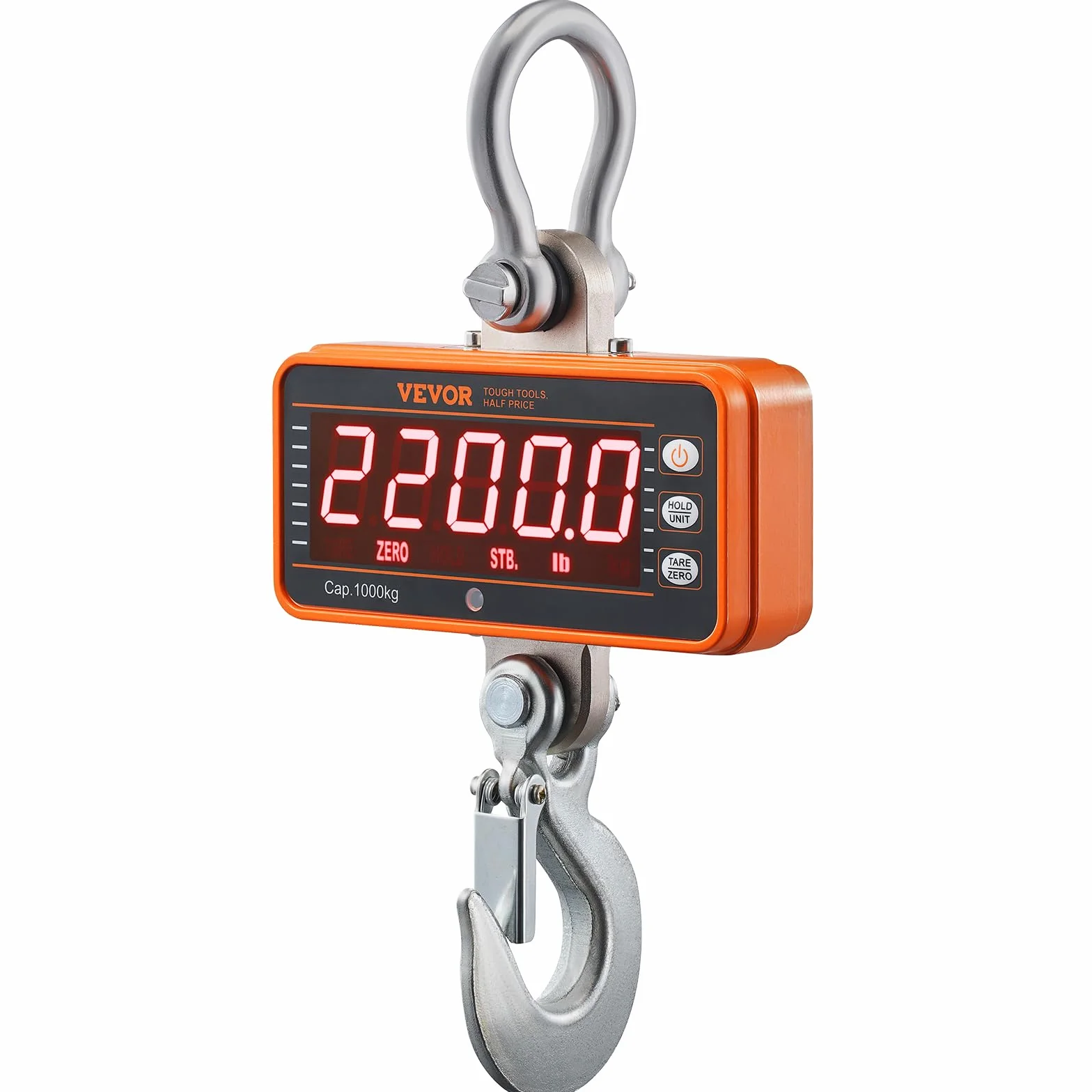 VEVOR Bilancia Industriale da Gru Carico Max. 1000 kg Bilancia Digitale da Gru con Telecomando Alloggiamento in Alluminio Fuso Display a LED ad Alta Precisione, Bilancia Digitale per Carichi Pesanti