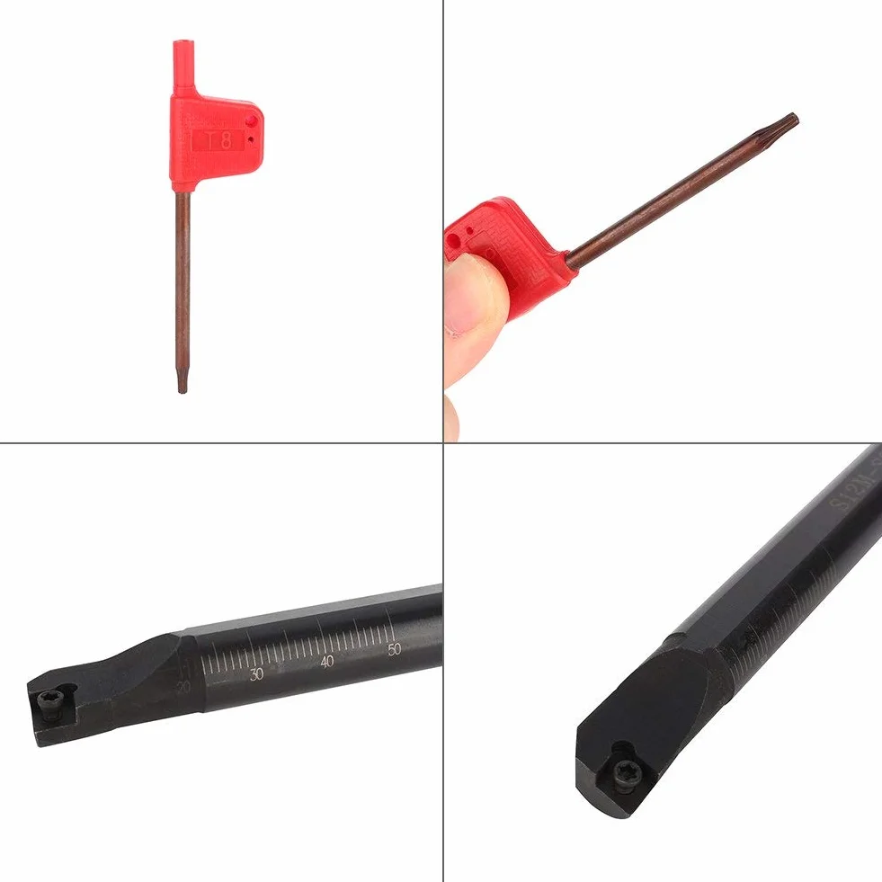 SEAFRONT Set di Utensili Per Tornio CNC, Barra di Torsione Interna del Supporto del Foro Tornio Sclcr + Inserto Ccmt0602 10 Pezzi + Chiave 3 Pezzi