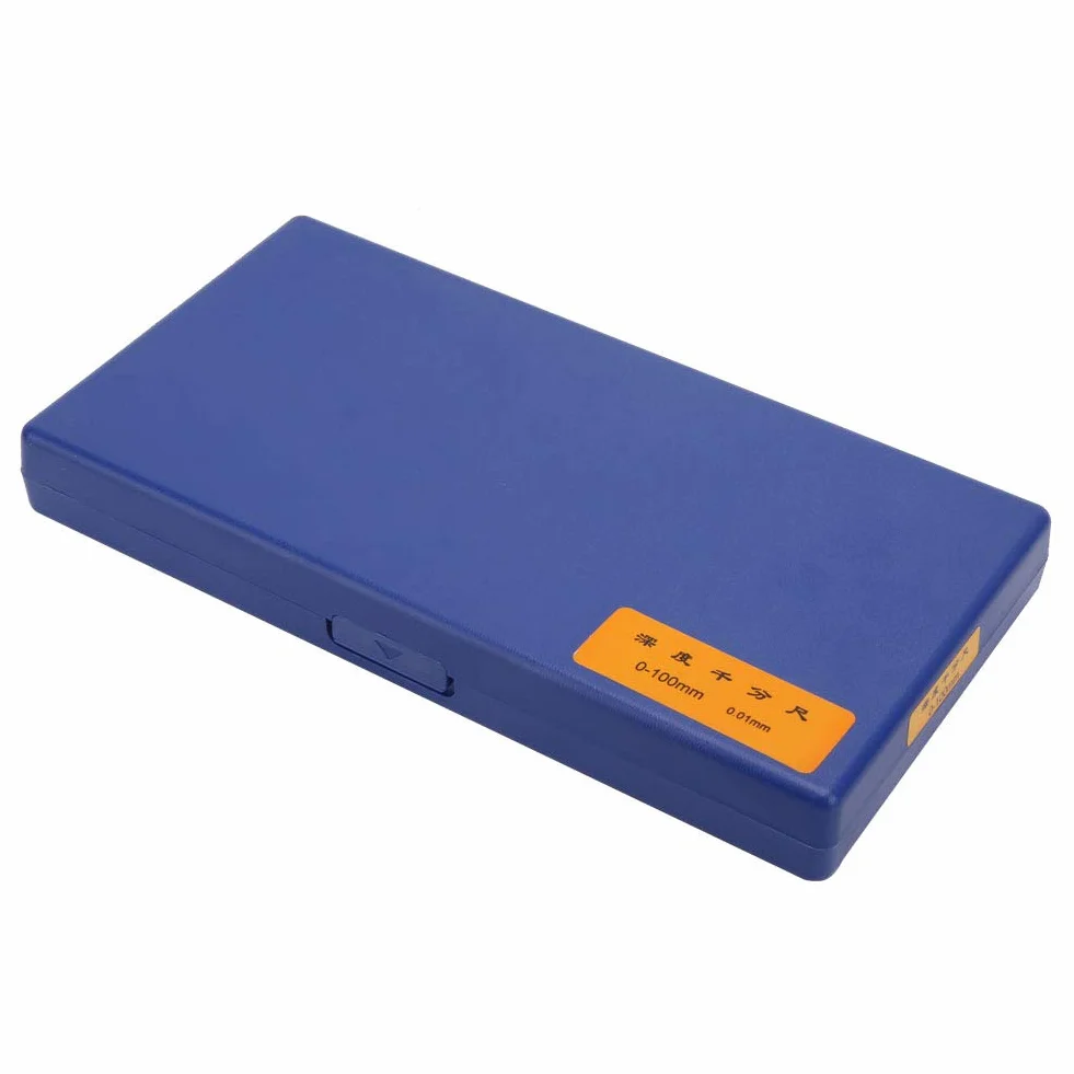 Calibro micrometrico di profondità 0,01 mm a testa tonda Strumento di misurazione 0-100 mm 4 pollici + 5 bielle