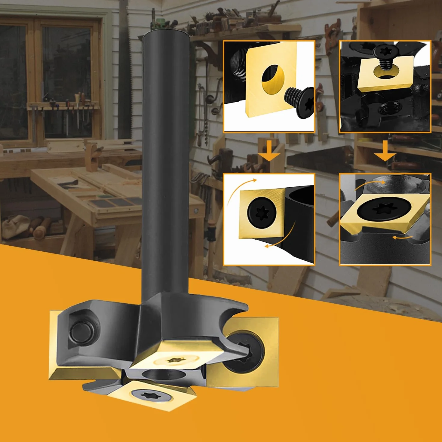 SpeTool Fresa per Spianare Fresa per Legno Gambo 8mm CNC con 2+2 Inserti in Carburo di Tungsteno a Spianare Fresatrice Verticale Legno Diametro di Taglio 38,1mm Rivestimento ATS