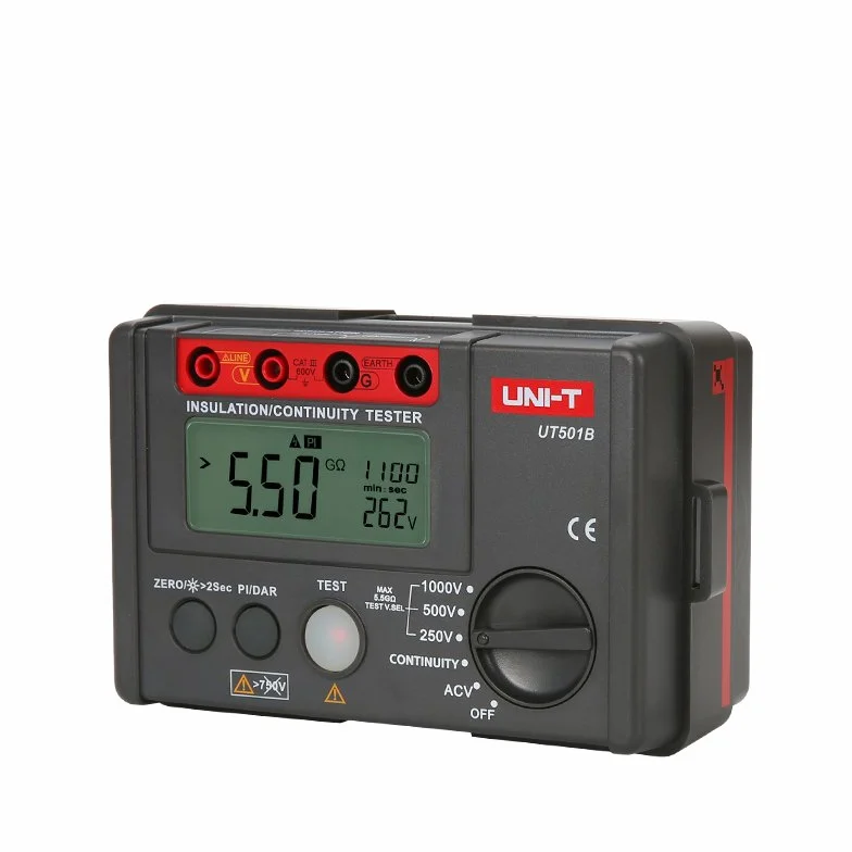 UNI-T UT501B Serie UT500 Tester di resistenza di isolamento, 250 V/500 V/1000 V, 1 mA
