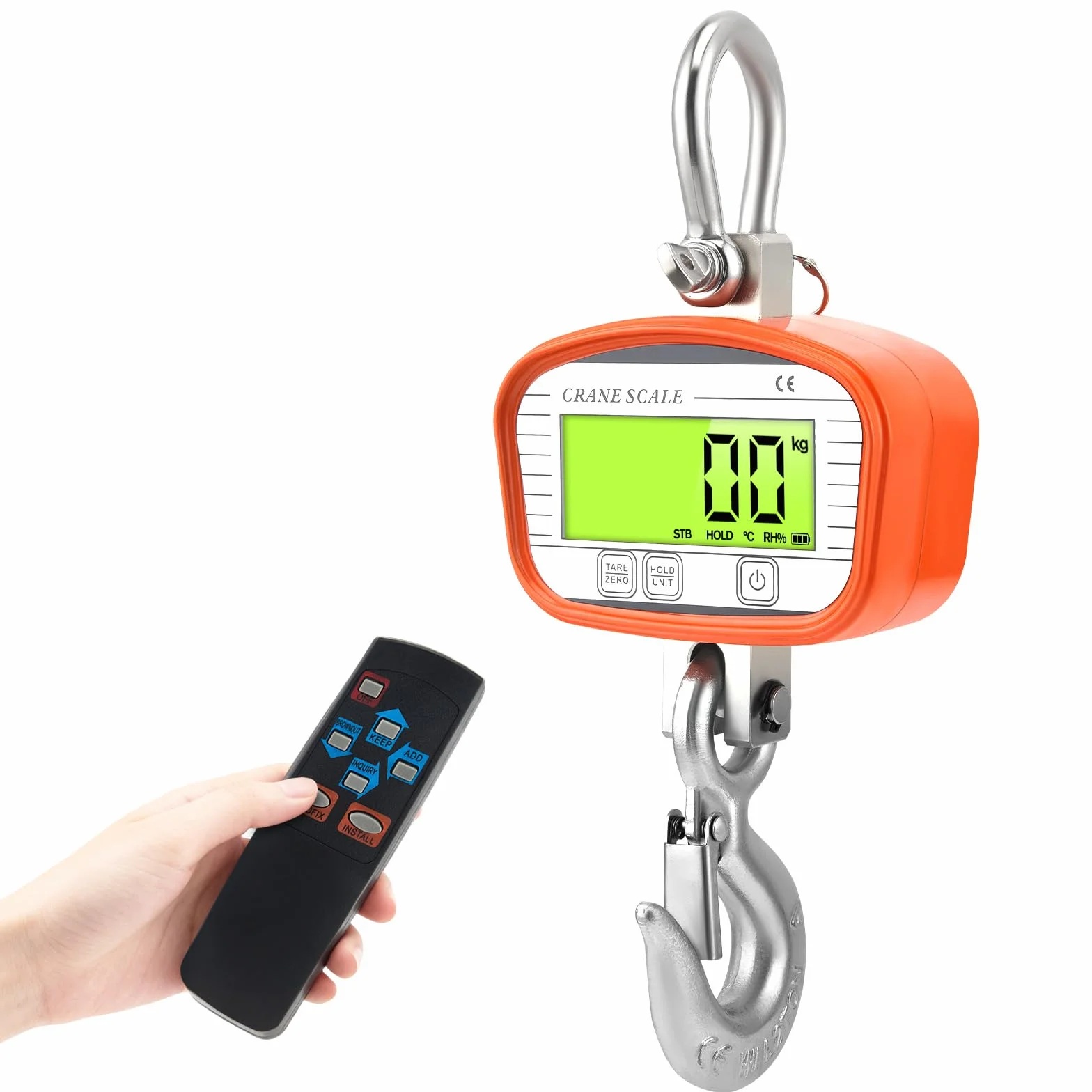 Bilancia sospesa 2000kg/4400lbs con telecomando elettronica per gru digitale LCD arancione