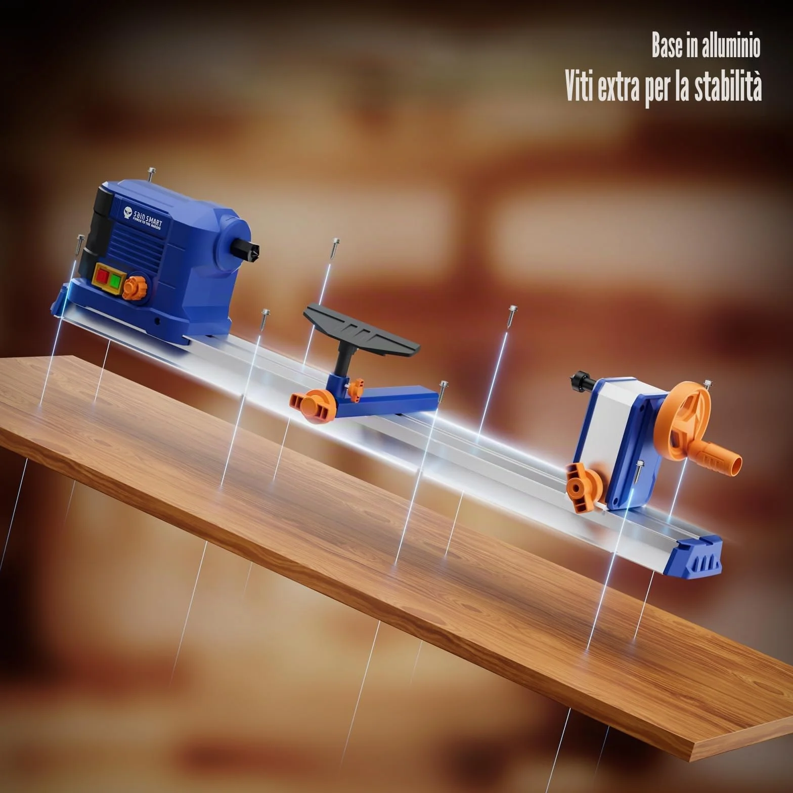 SainsmartTornio da tavolo 10 x 24 pollici, 600 W, 0,8 CV, controllo continuo della velocità da 800-3000 giri/min, accessori completi per la lavorazione del legno