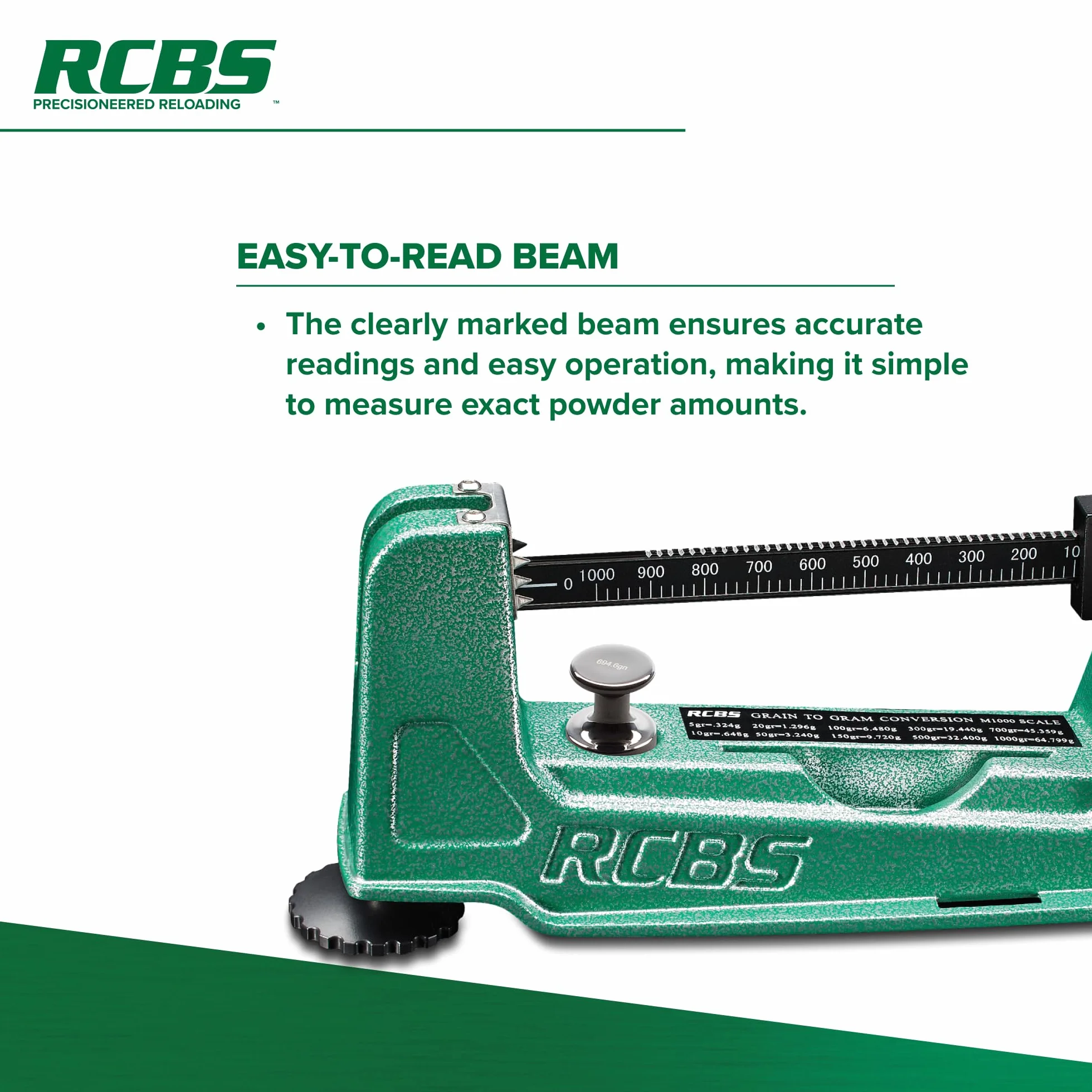 RCBS 98916, Bilancia Meccanica M1000 Unisex Adulto, Verde, Taglia Unica