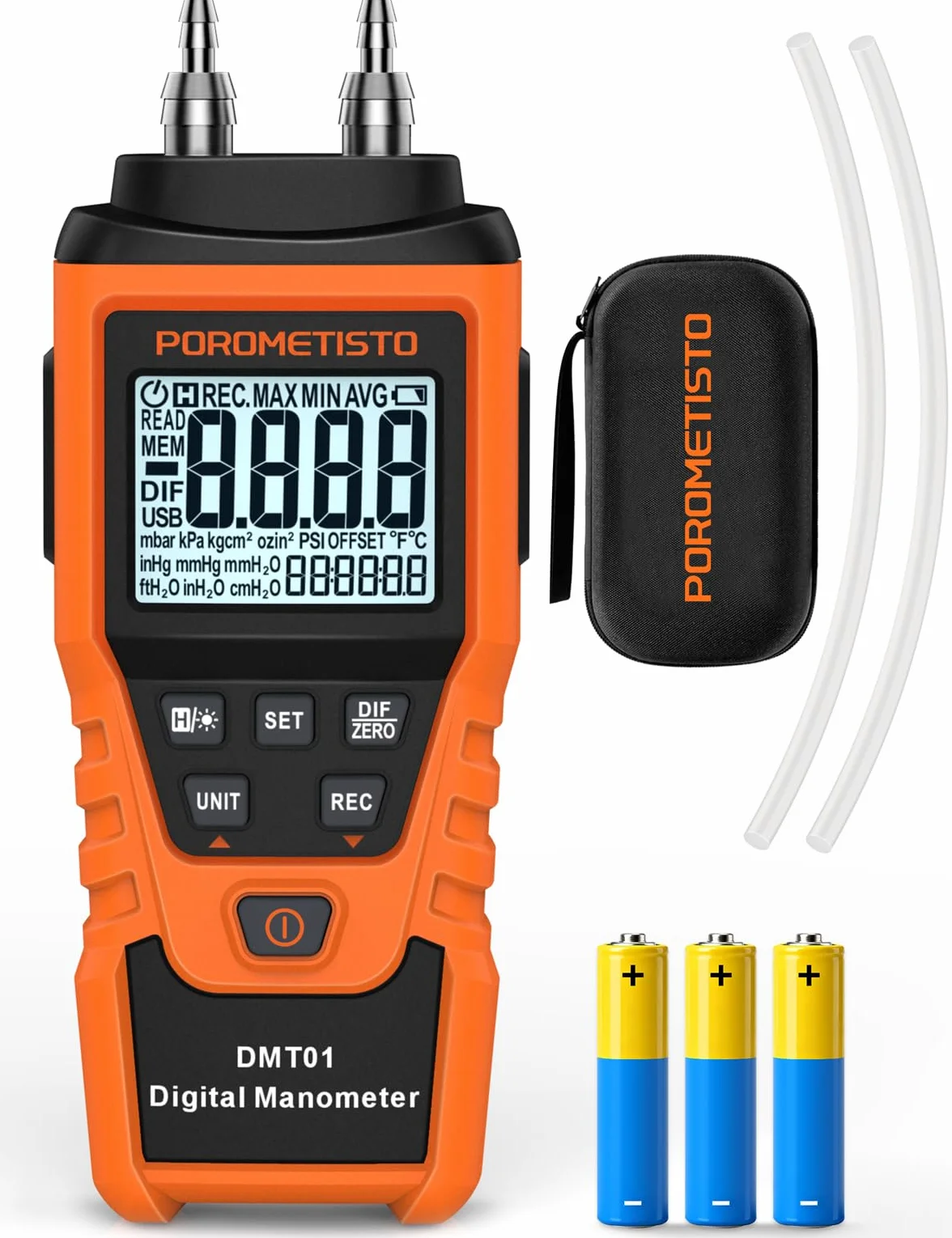 Manometro digitale POROMETISTO, Tester di pressione del gas 12 unità, Manometro differenziale