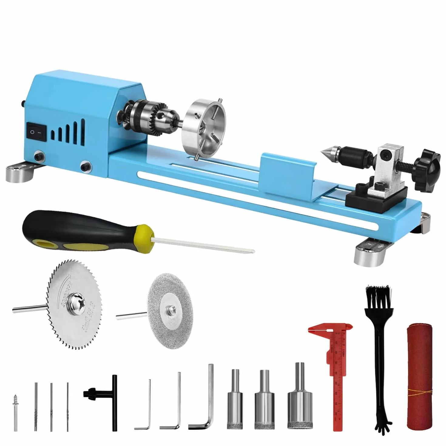 Mini tornio per legno, tornio multiuso, tornio di fresatura, taglio, lucidatura, tavolo professionale, kit di utensili per tornio superiore