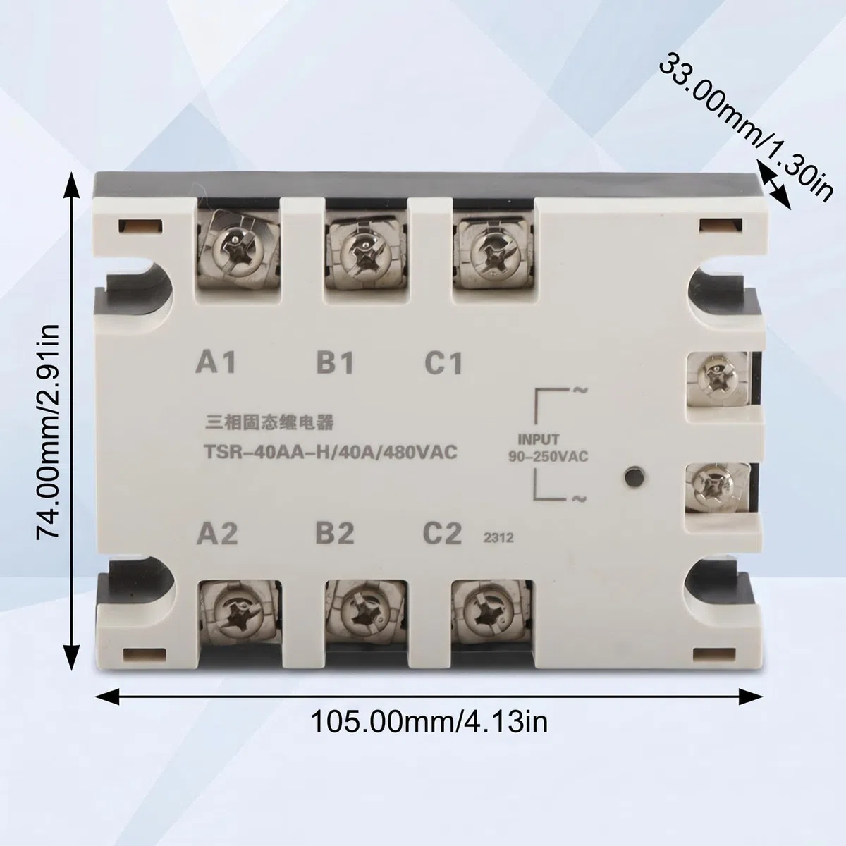 Relè a stato solido trifase 40A CA SSR 90‑250VAC Carico 24‑480VAC TSR‑40AA H per automazione industriale