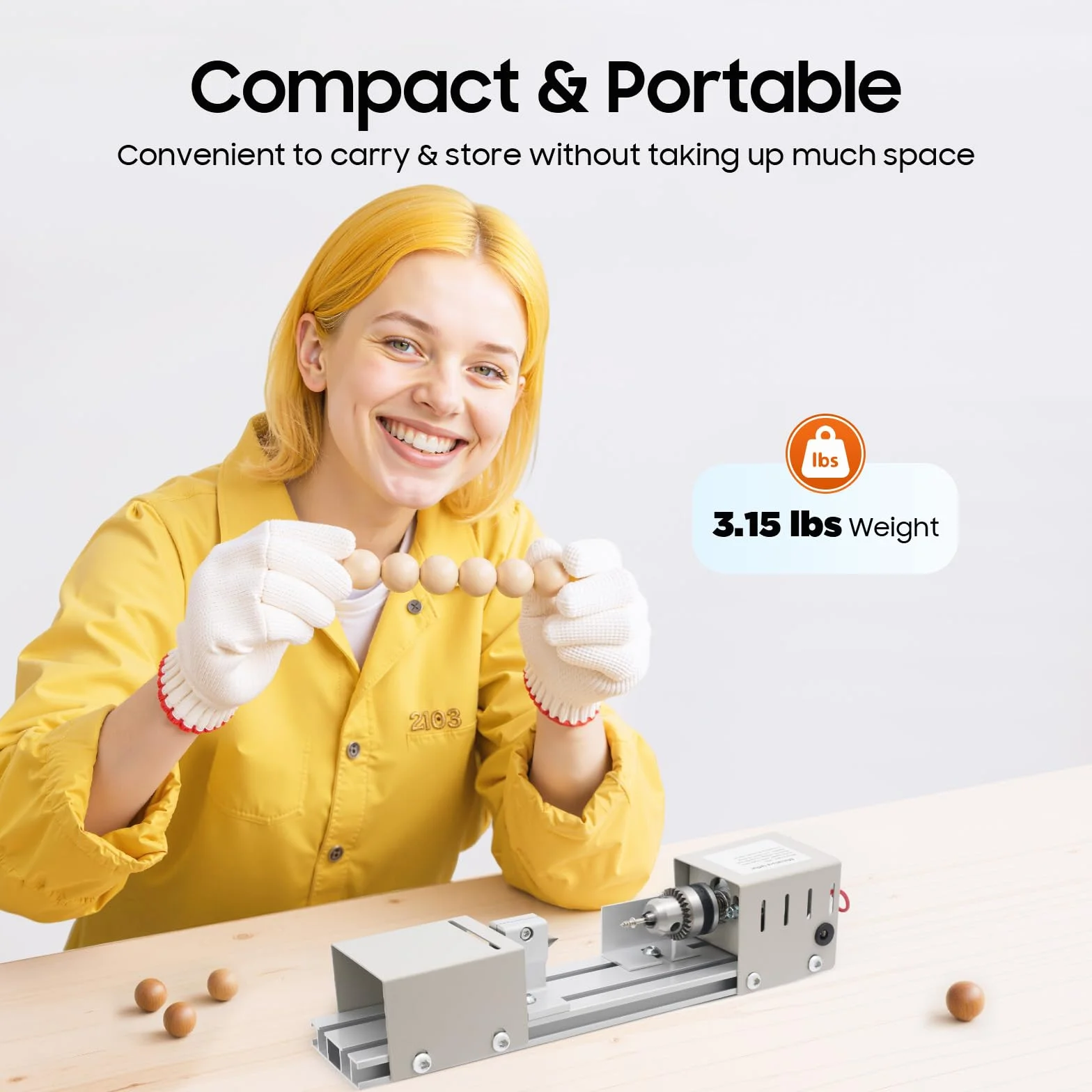 Tornio, Mini Tornio ad Alte Prestazioni, Mandrino di Lavorazione del Legno con Velocità 4000–9000 Giri/min, 96 W per Hobbisti, Lavorazione del Legno, Artigianato